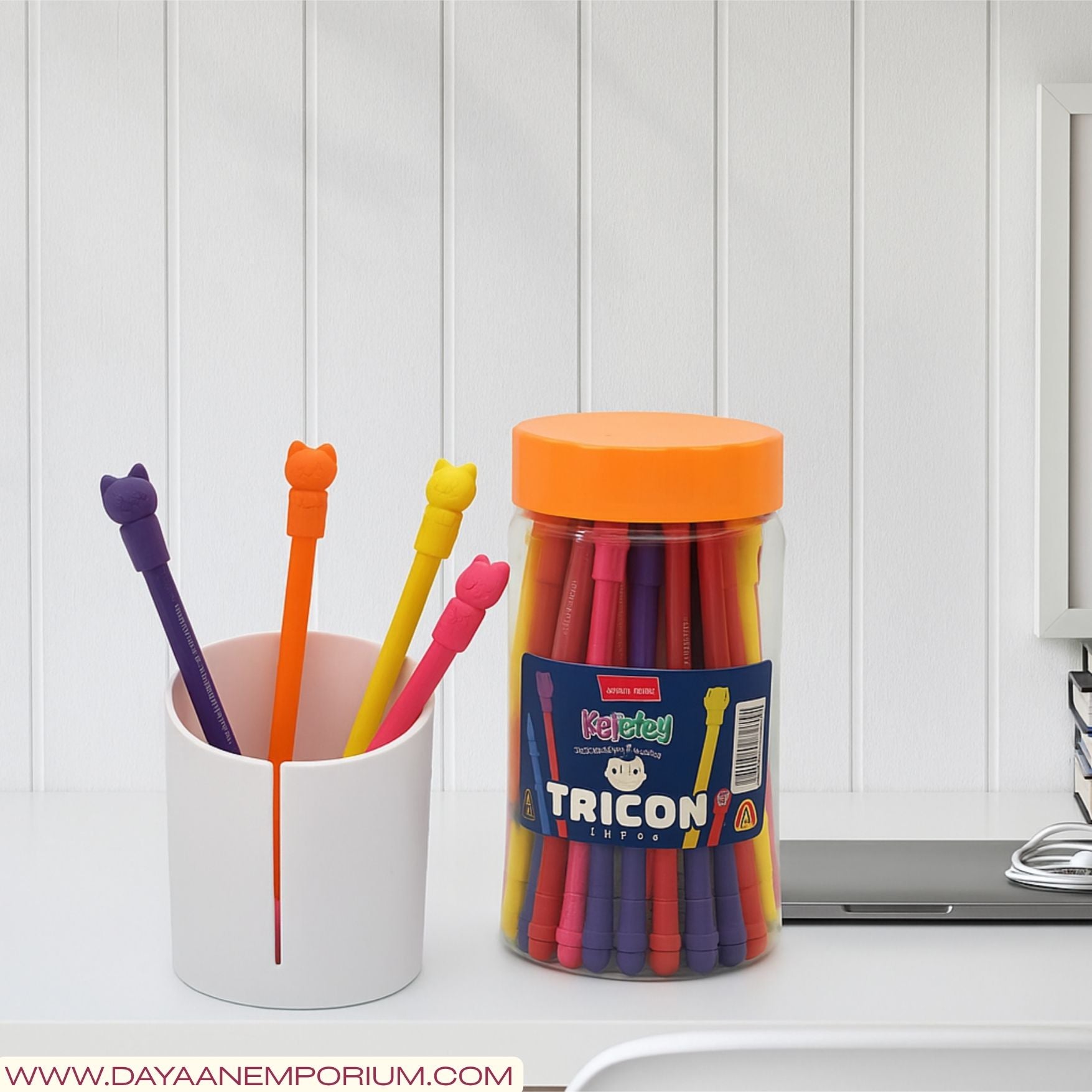 Bahadur Kitty Tricon Pencil Jar 24pc B1000