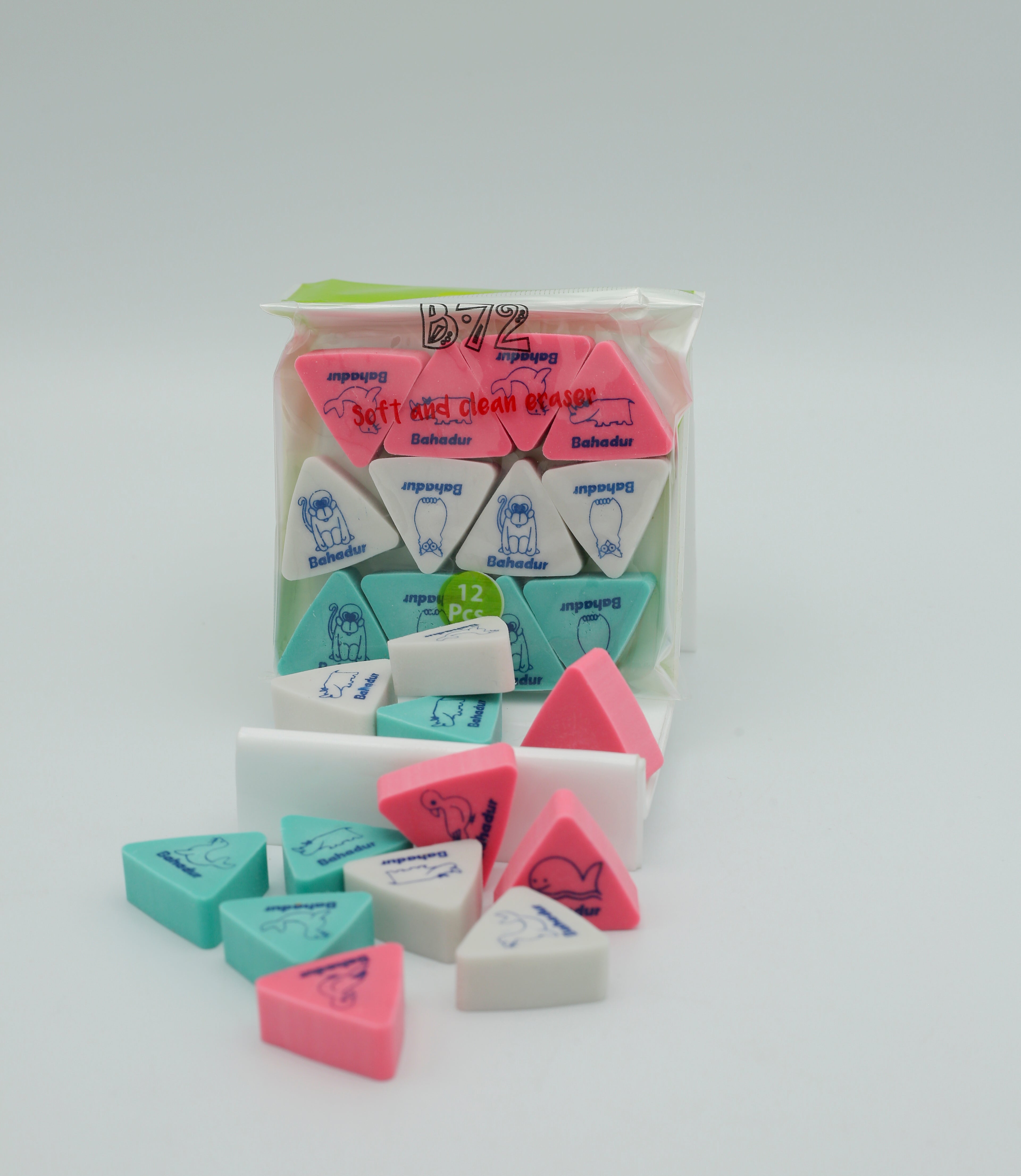 Bahadur Triangle Eraser B-72 12PC PACK