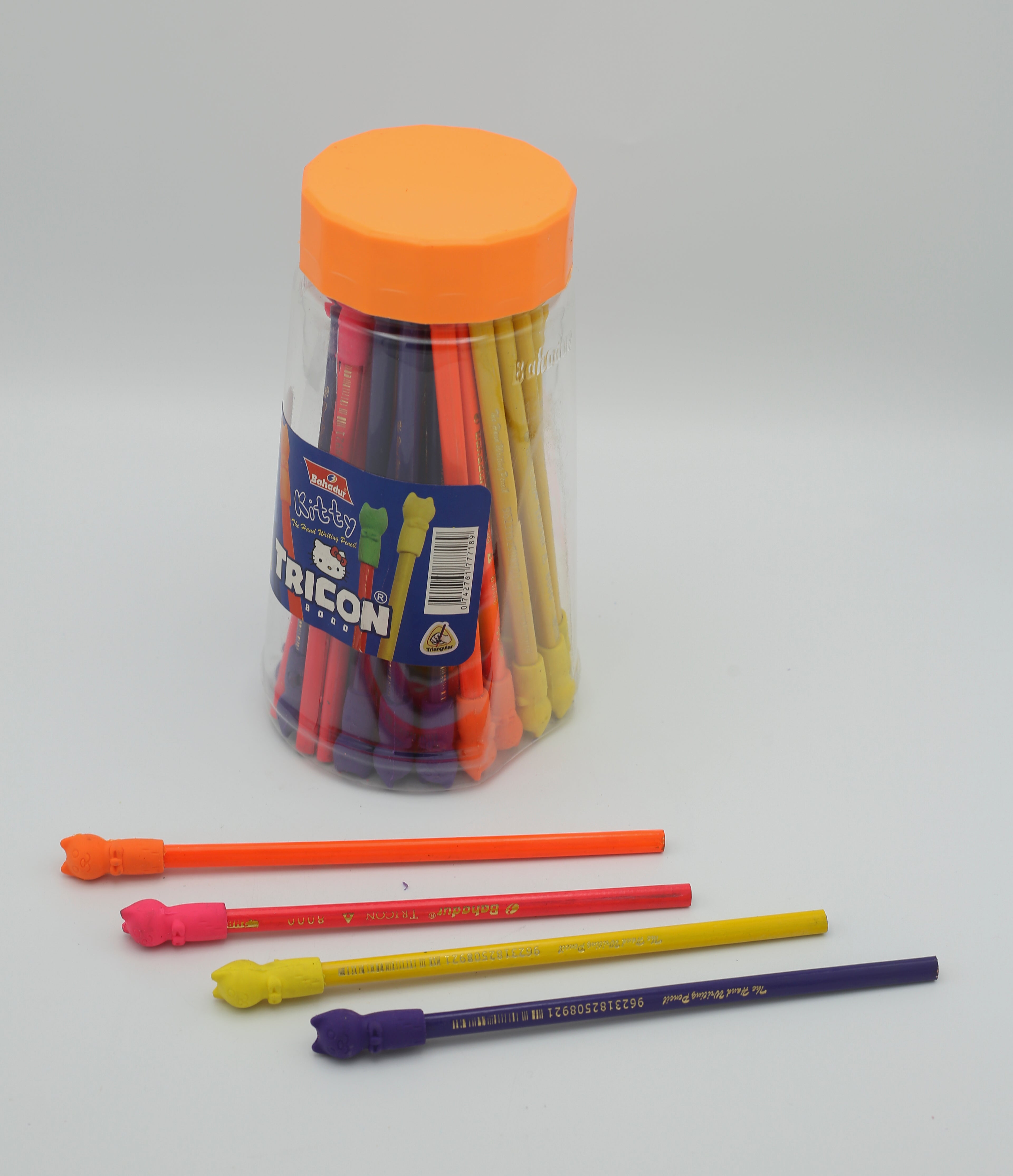 Bahadur Kitty Tricon Pencil Jar 24pc B1000