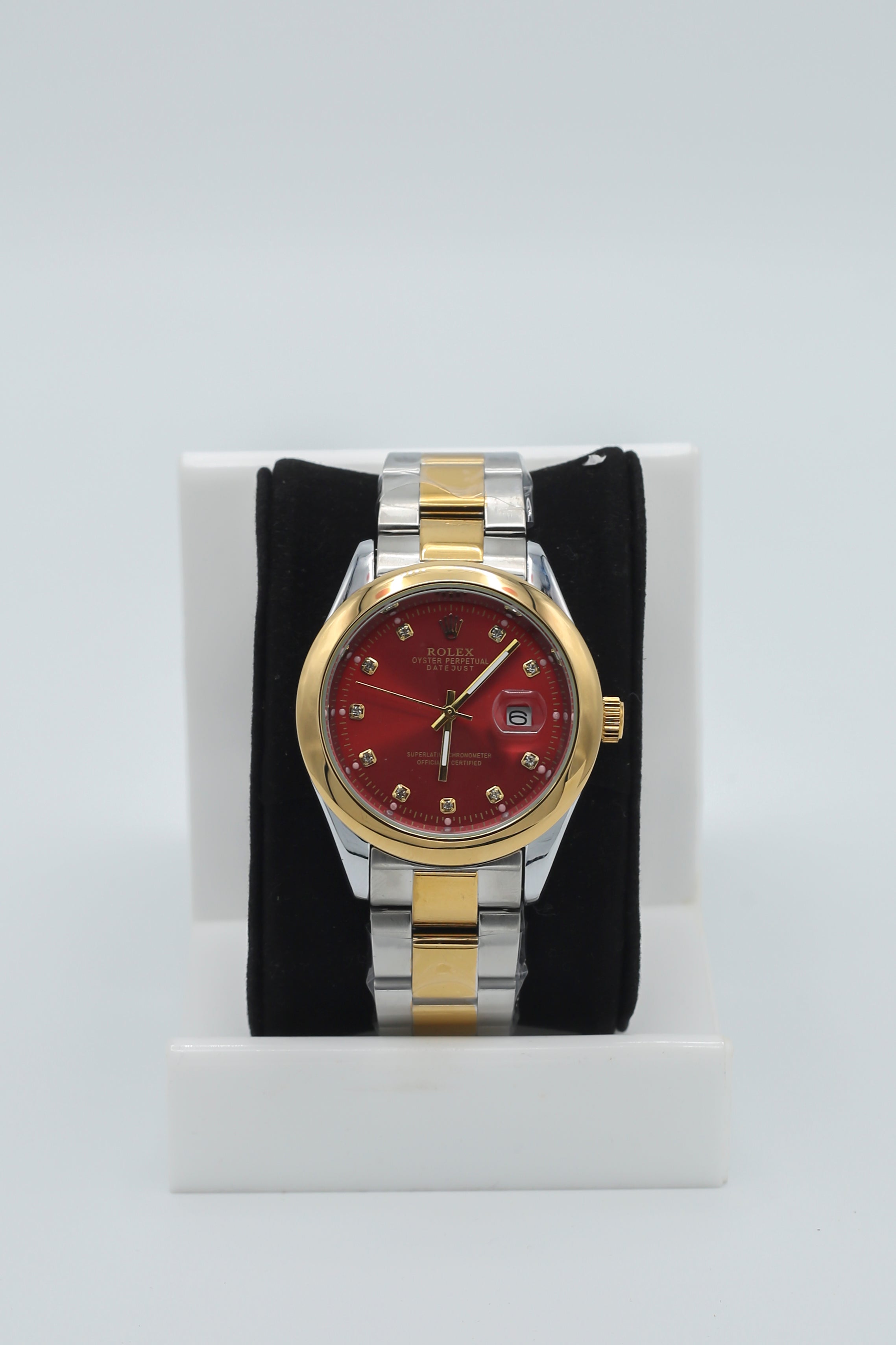 Rolex Oyster Perpetual Date Just Stainless Steel Two tone Red Dail