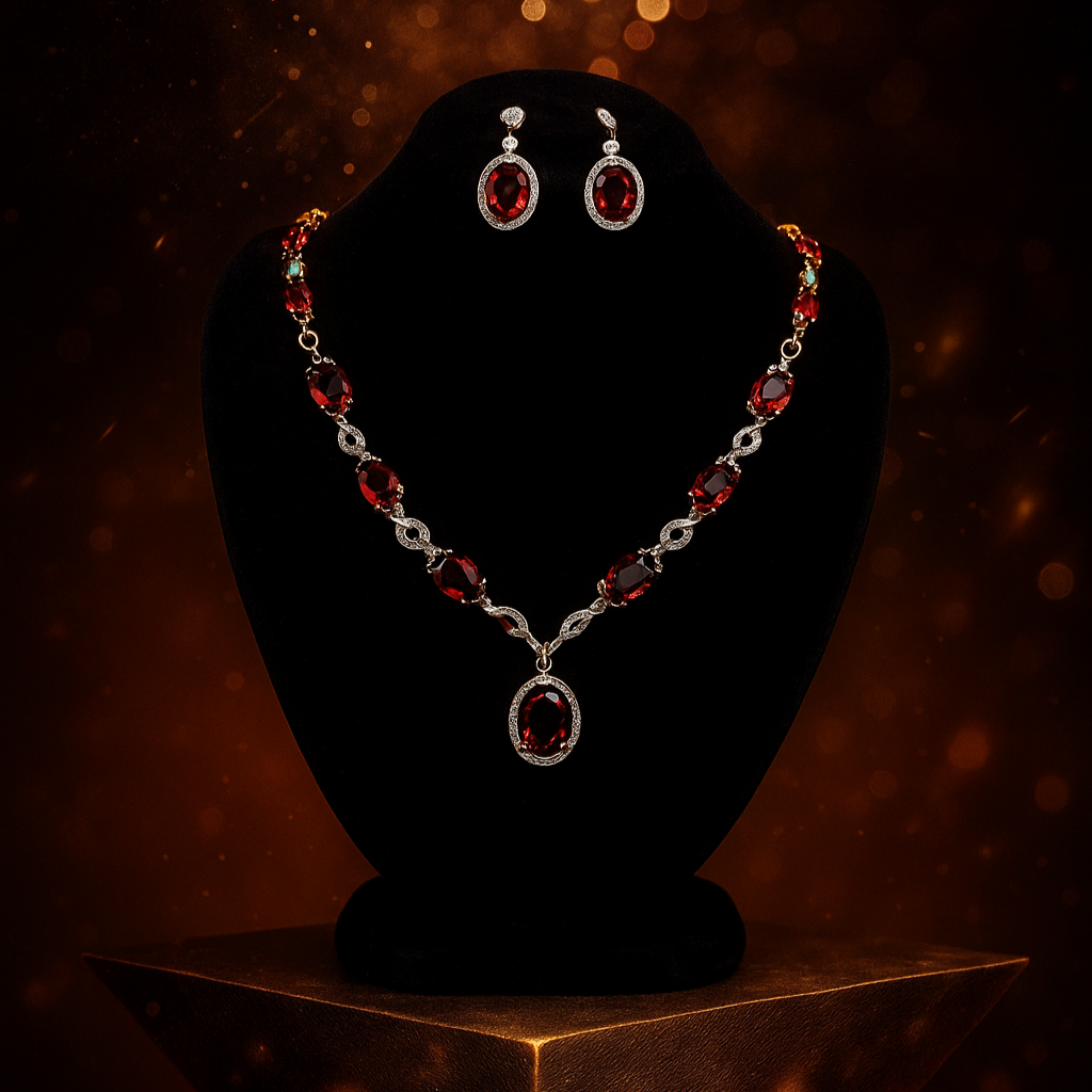 Stone Pendant with Earrings Set LS-15