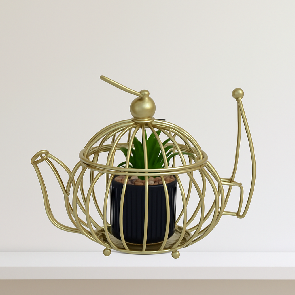 Home Decor Metal Alloy Teapot Style Centerpiece RK 16  Size (8x6)