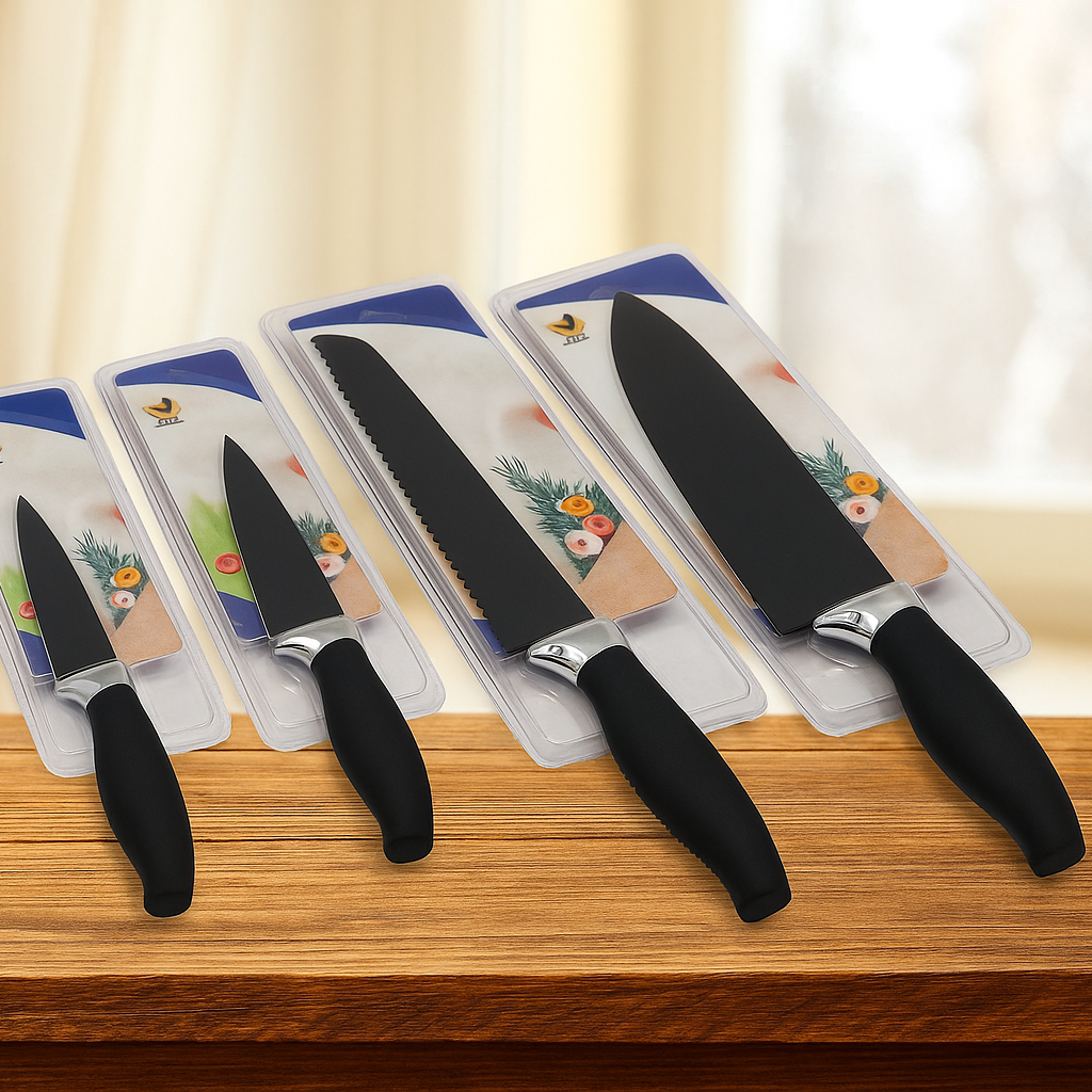 Non Stick Coating Chef's Knife Set 4 Pcs Stainless Steel KS-13