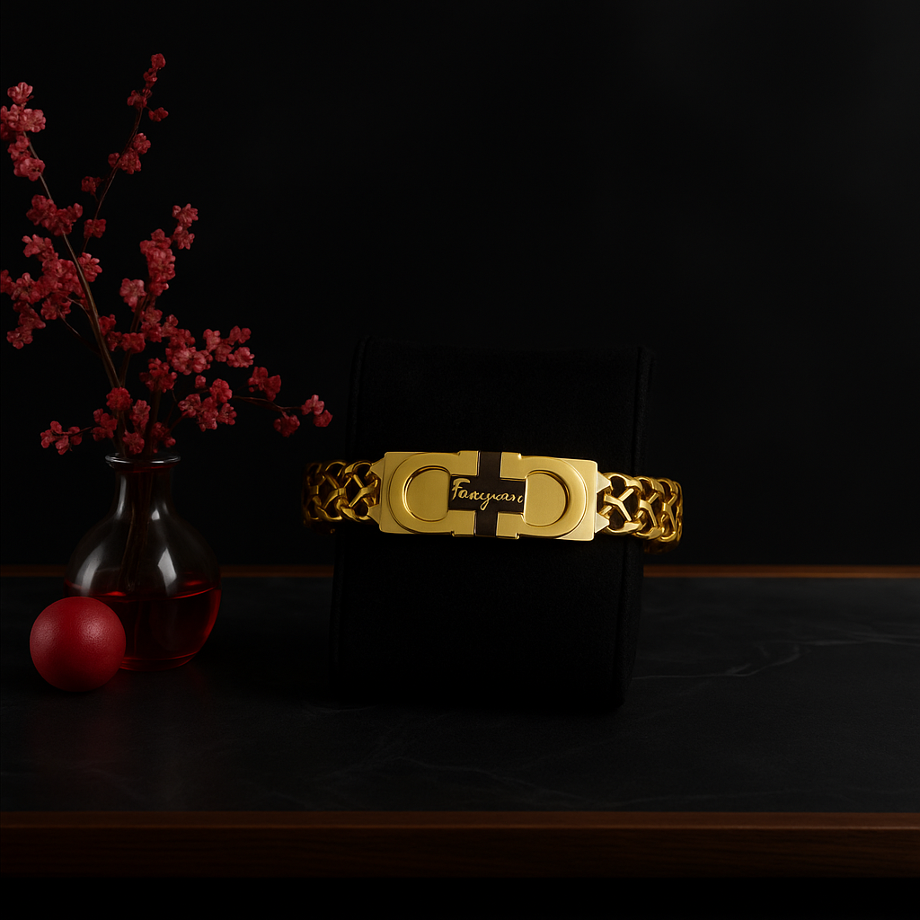 Golden Stainless Steel Bracelet for Boys and Men Lifetime Colour Guarantee B-3