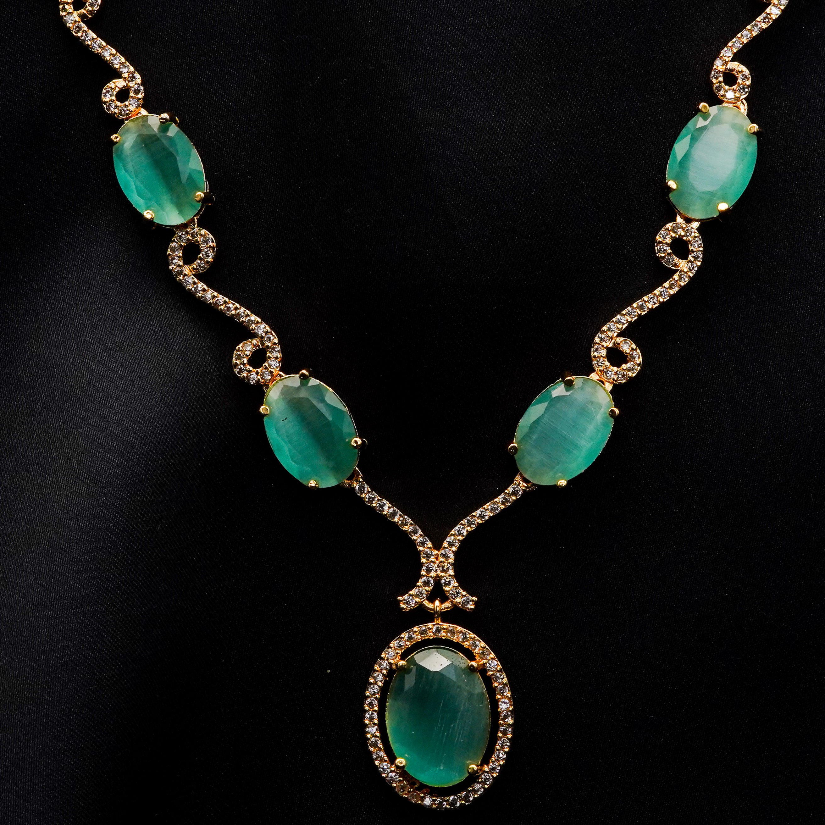 Stone Pendant with Earrings Set LS-15