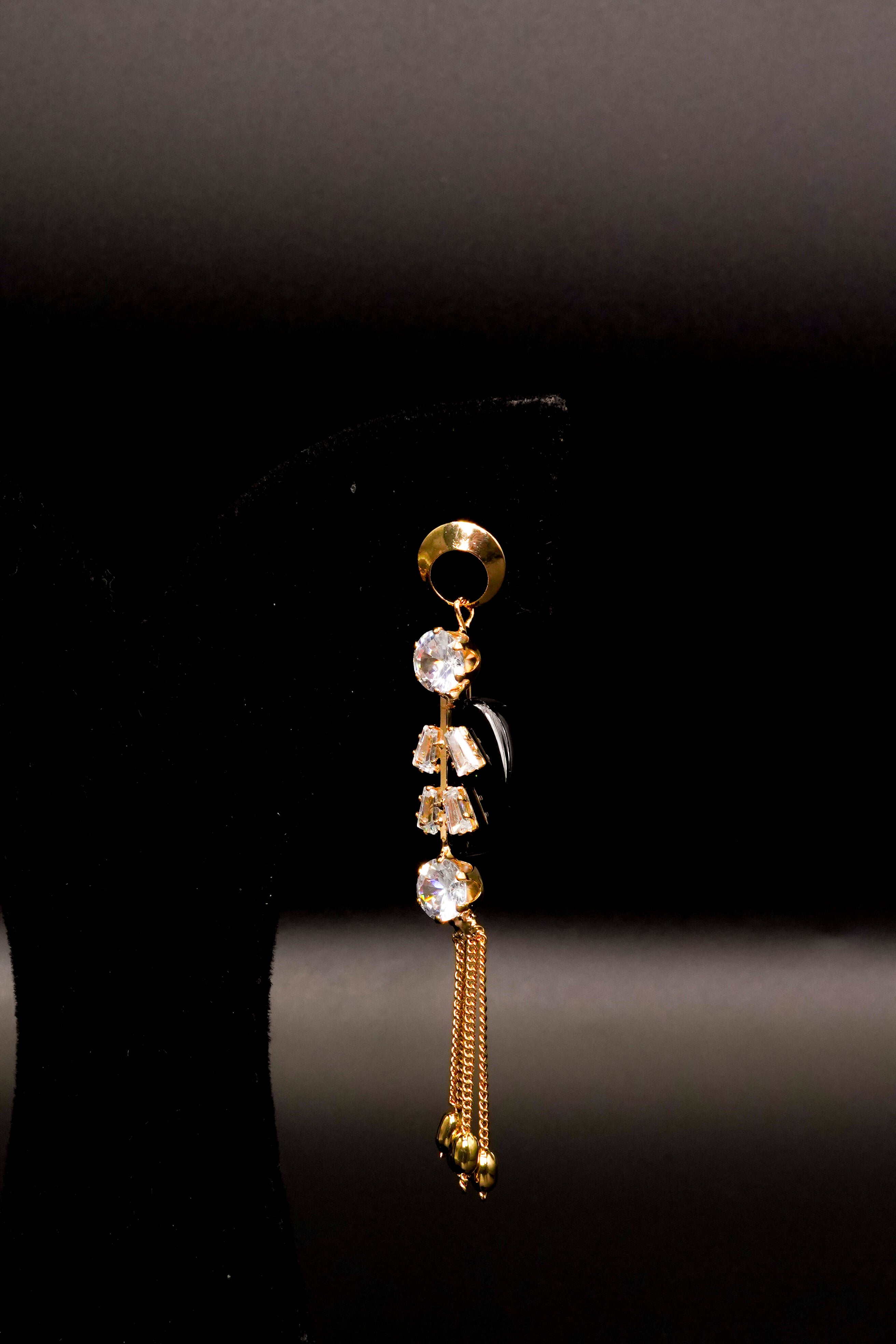 Black Stone Drop Earrings E-14