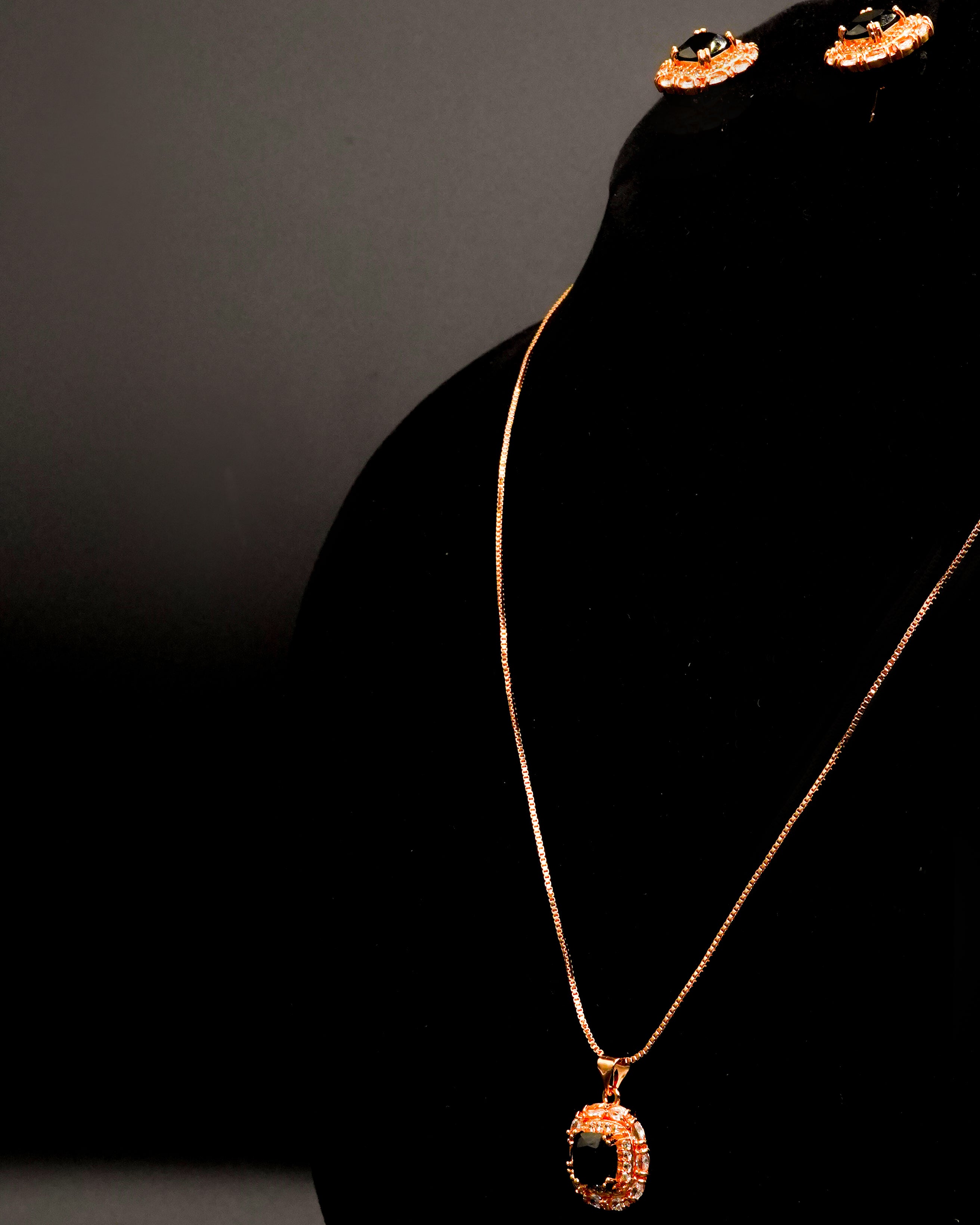 Round Pendant Necklace with Earrings LS-12