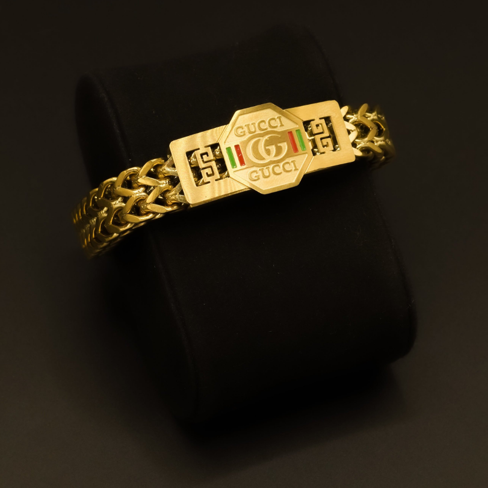 Gucci Golden Stainless Steel Bracelet for Boys and Men Lifetime Colour Guarantee B-1