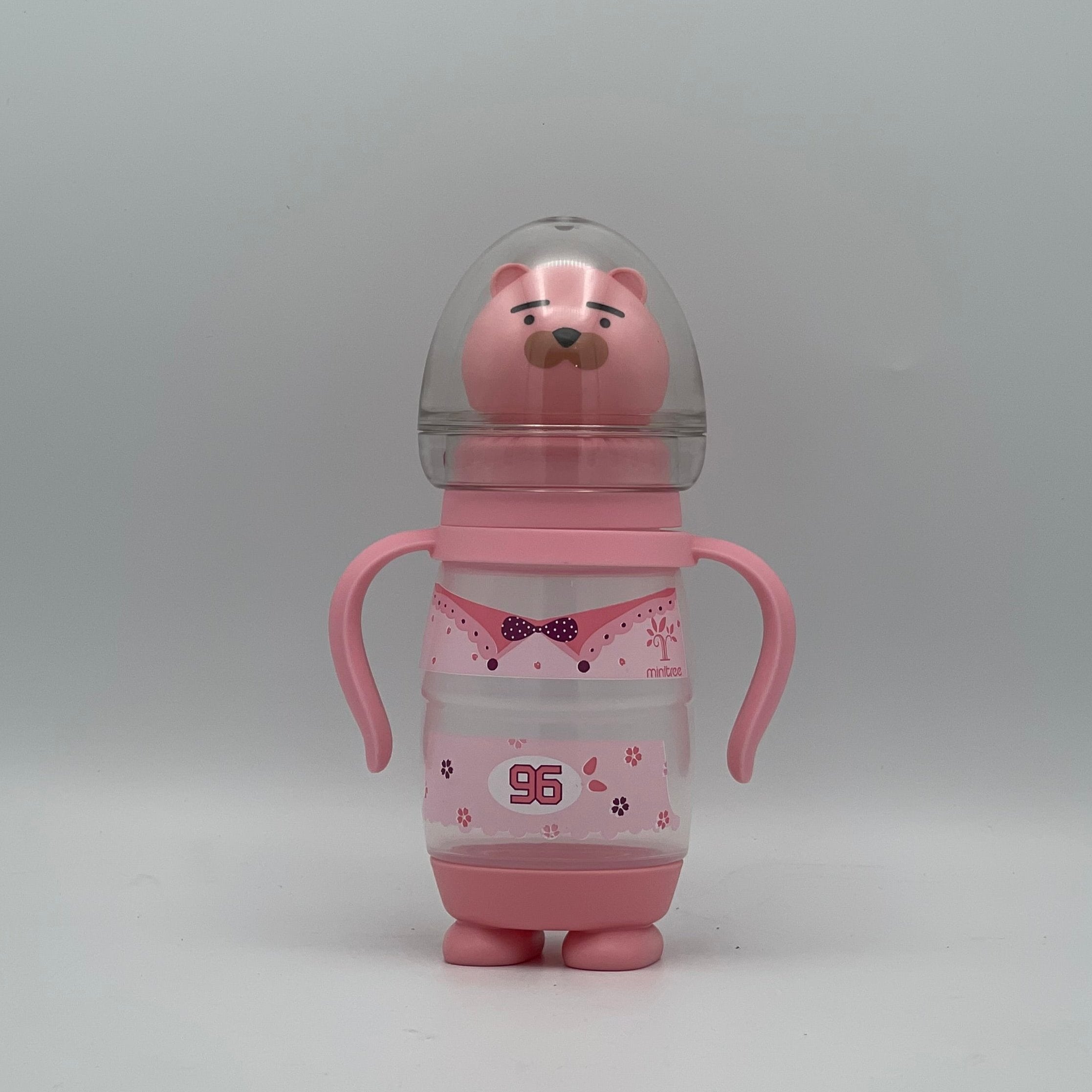Minitree Wide Neck Feeding Bottle With Handle and Rattle 240ml 6 Month + BF-3