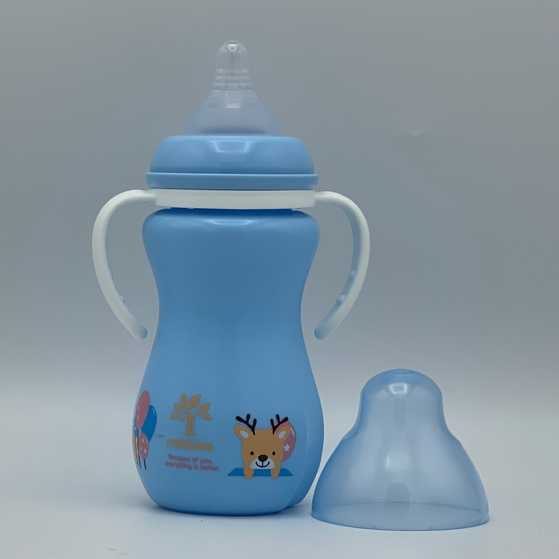 Minitree Wide Neck Feeding Bottle With Handle 330 ml 6 Month + BF-4