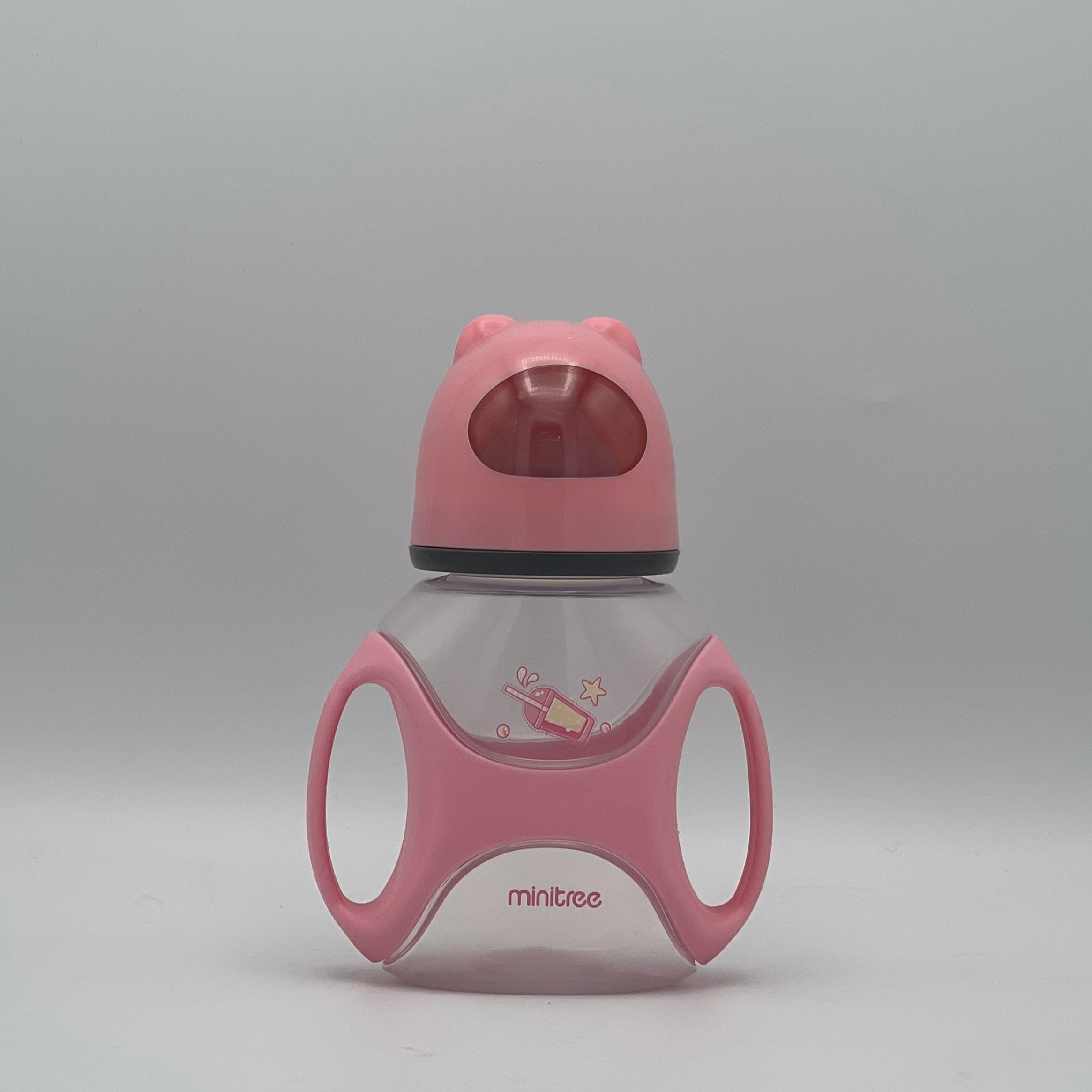 Minitree Wide Neck Feeding Bottle With Handle 330 ml 6 Month + BF-8