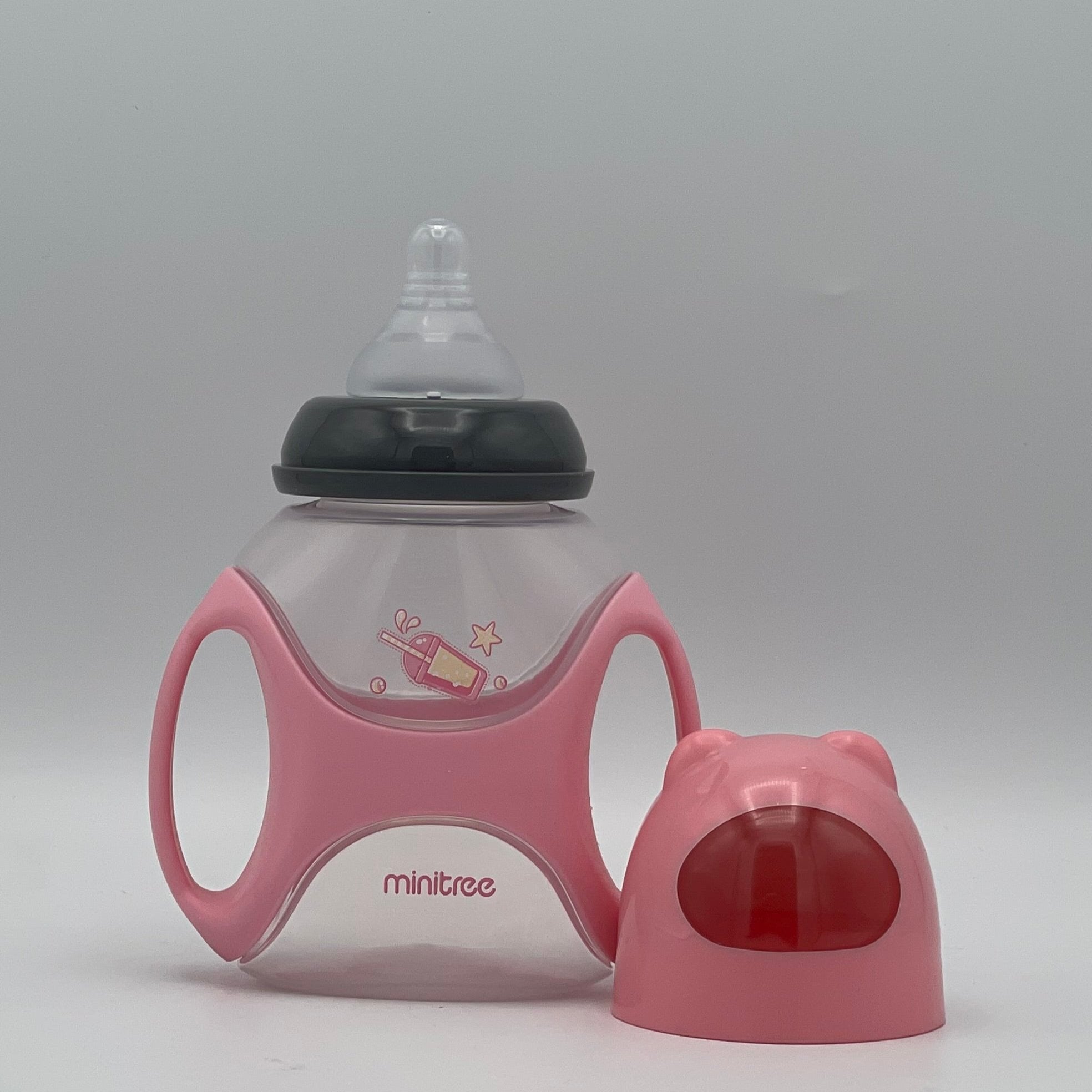 Minitree Wide Neck Feeding Bottle With Handle 330 ml 6 Month + BF-8