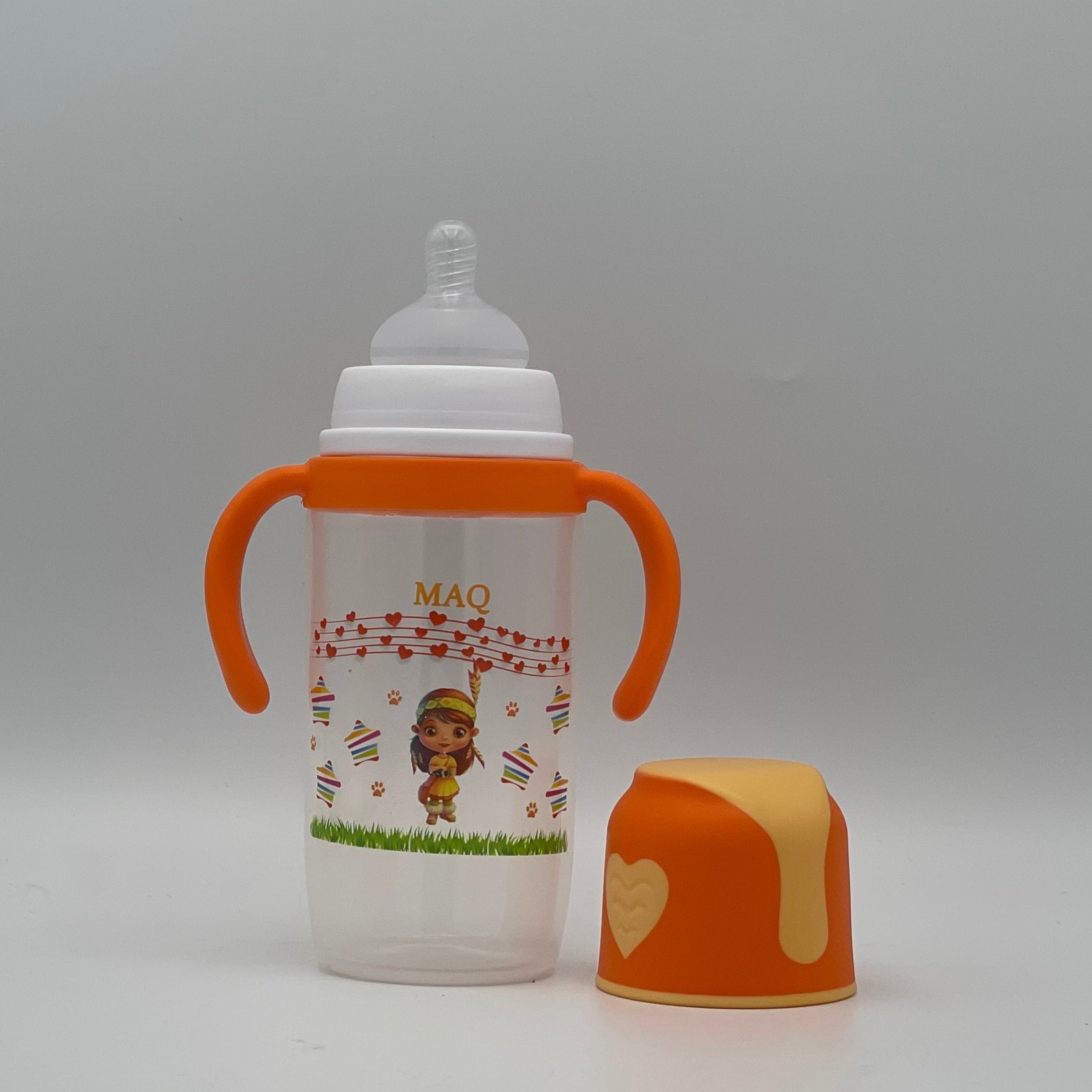 MAQ Wide Neck Feeding Bottle With Handle 330 ml 6 Month+ BF-14