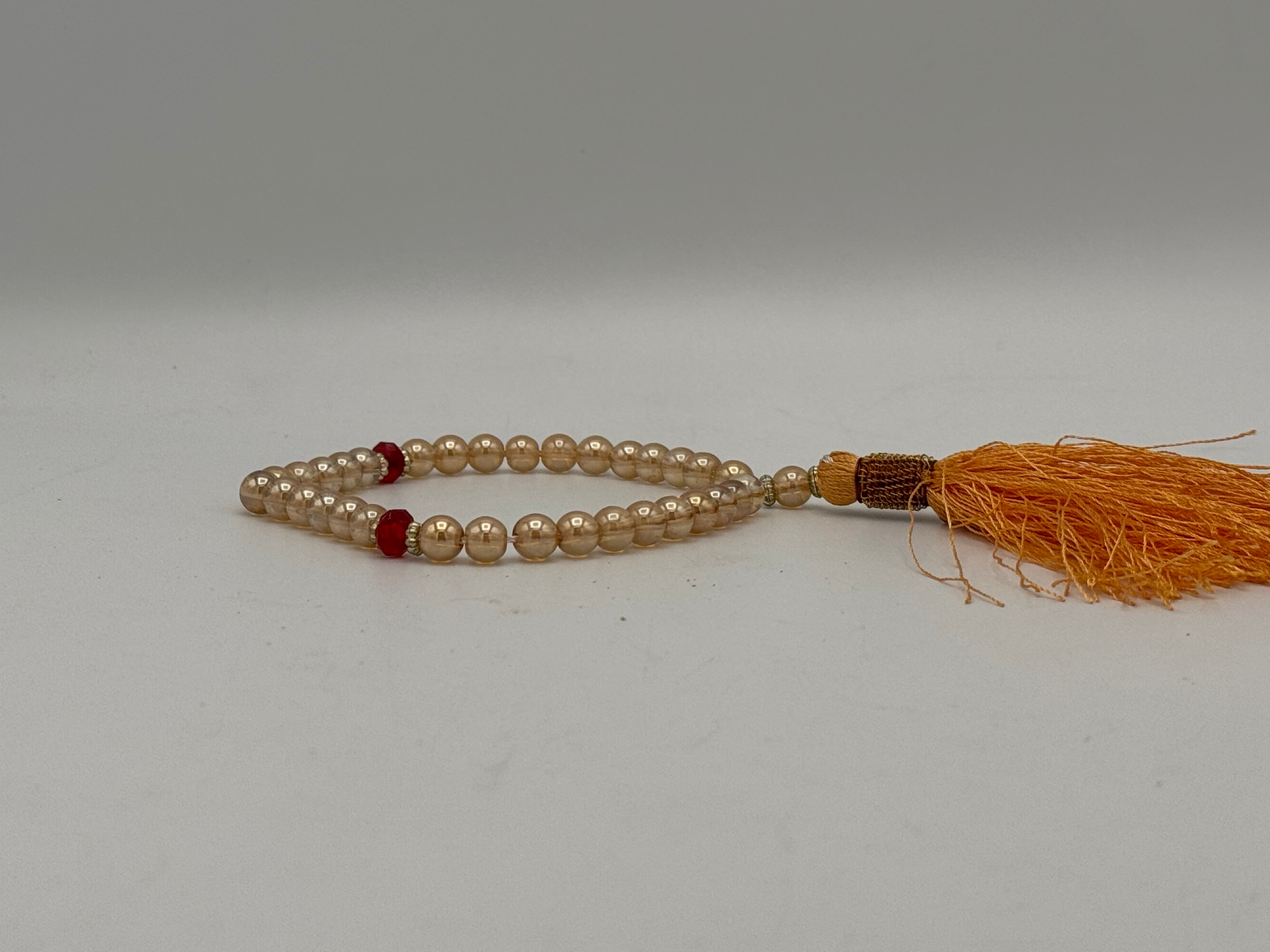 Crystals Fancy Pearl Tasbih 33 Beads Golden Colour 12 pc