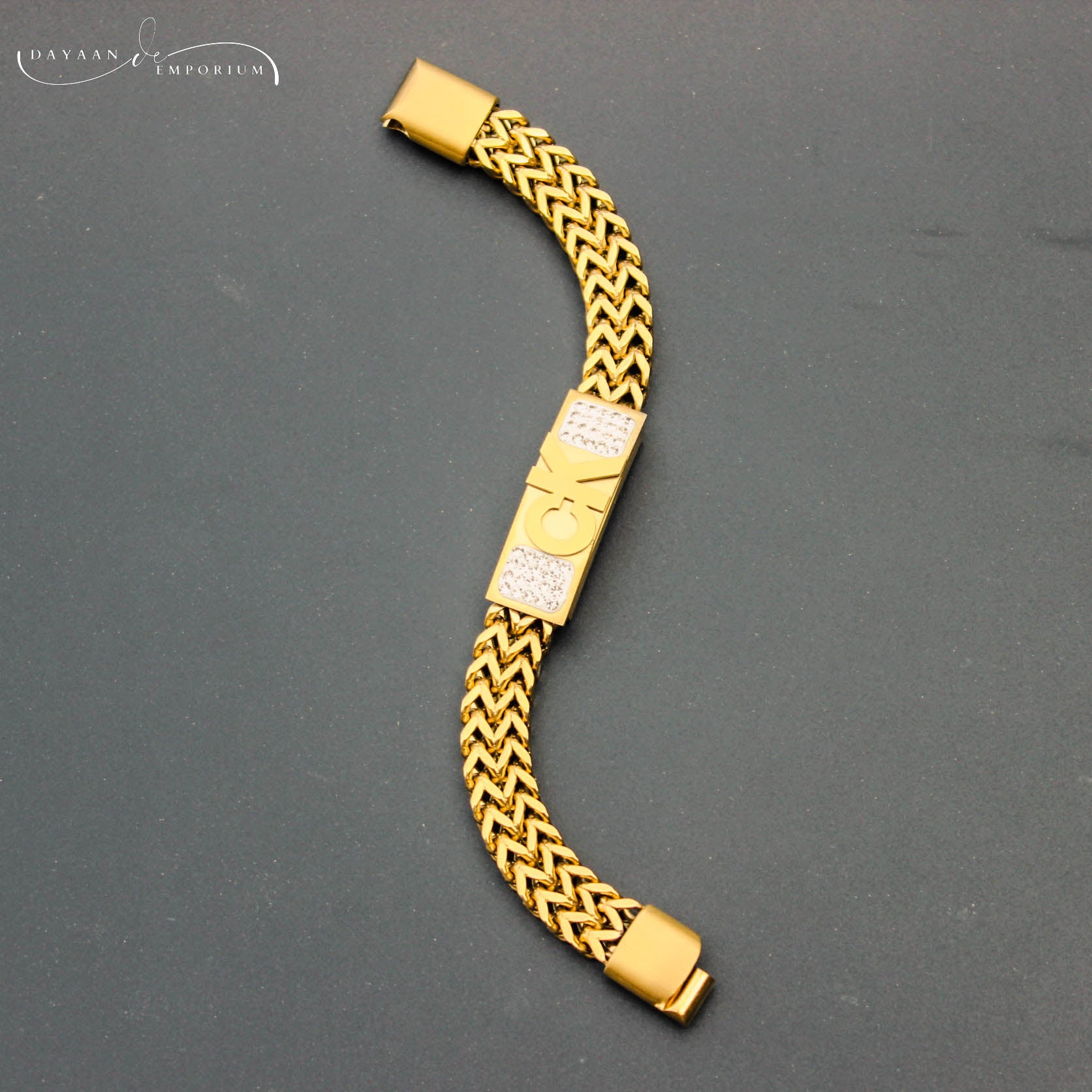 CK Golden Stainless Steel Bracelet for Boys and Men Lifetime Colour Guarantee B-6