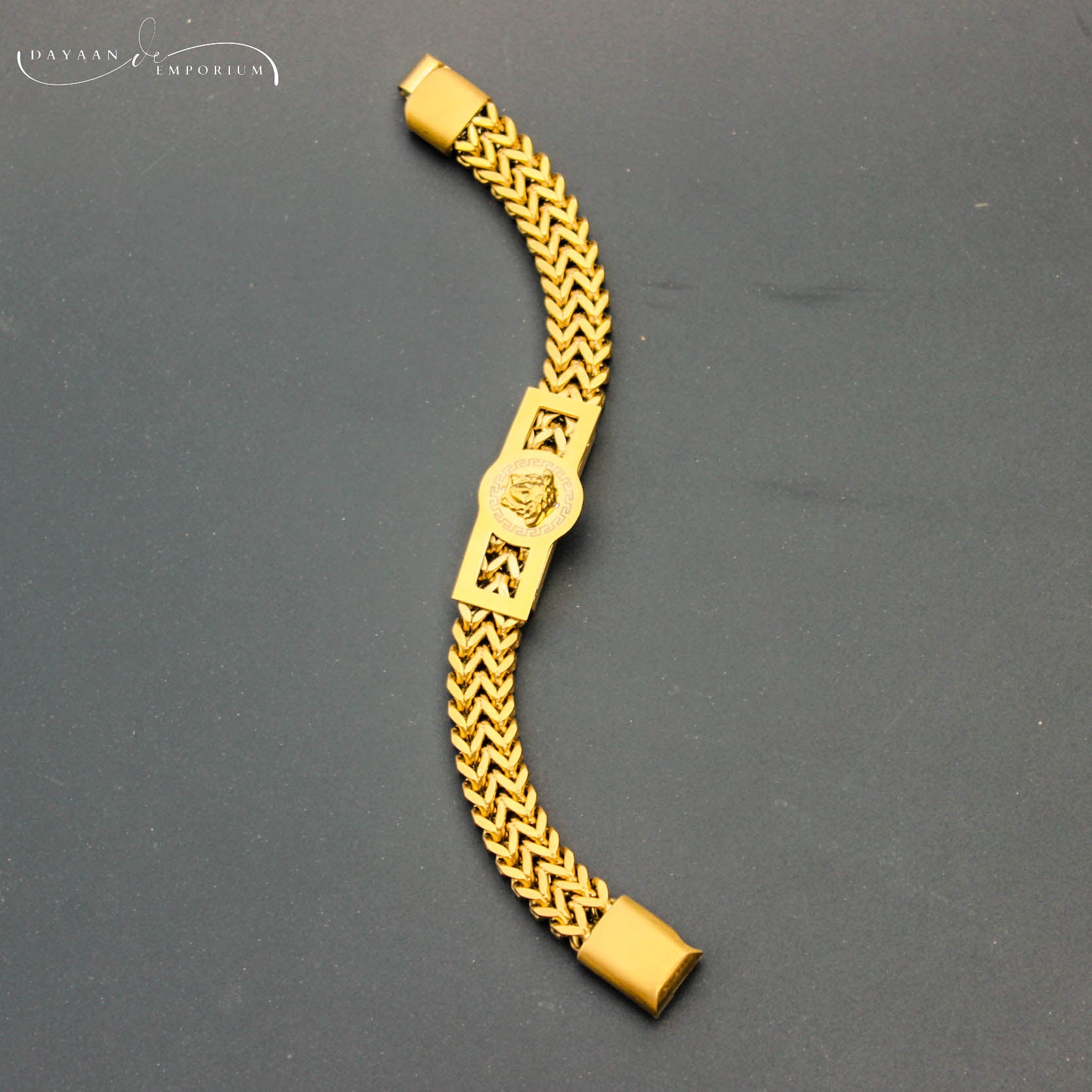 Vercase Golden Stainless Steel Bracelet for Boys and Men Lifetime Colour Guarantee B-5