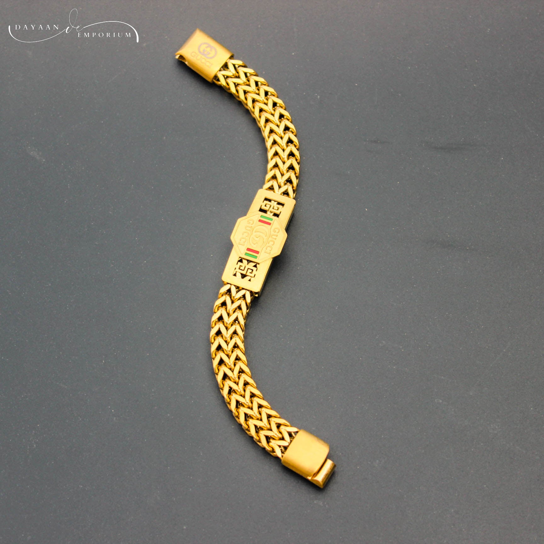 Gucci Golden Stainless Steel Bracelet for Boys and Men Lifetime Colour Guarantee B-1