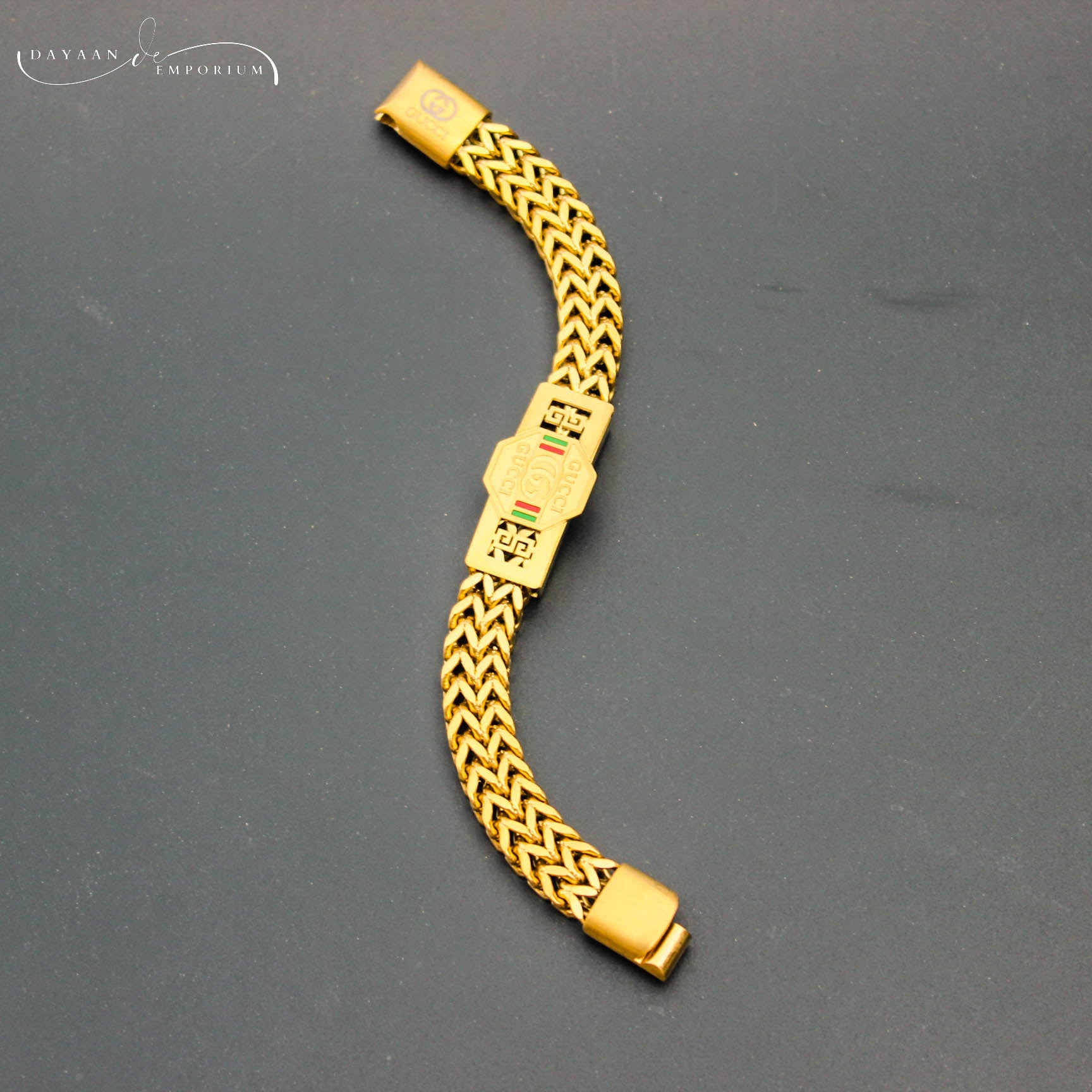 Gucci Golden Stainless Steel Bracelet for Boys and Men Lifetime Colour Guarantee B-1