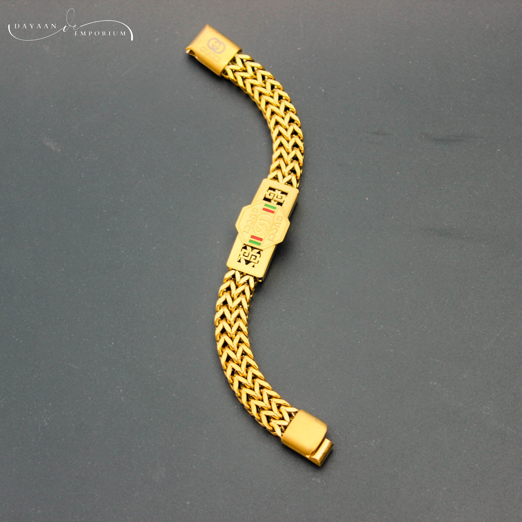Gucci Golden Stainless Steel Bracelet for Boys and Men Lifetime Colour Guarantee B-1