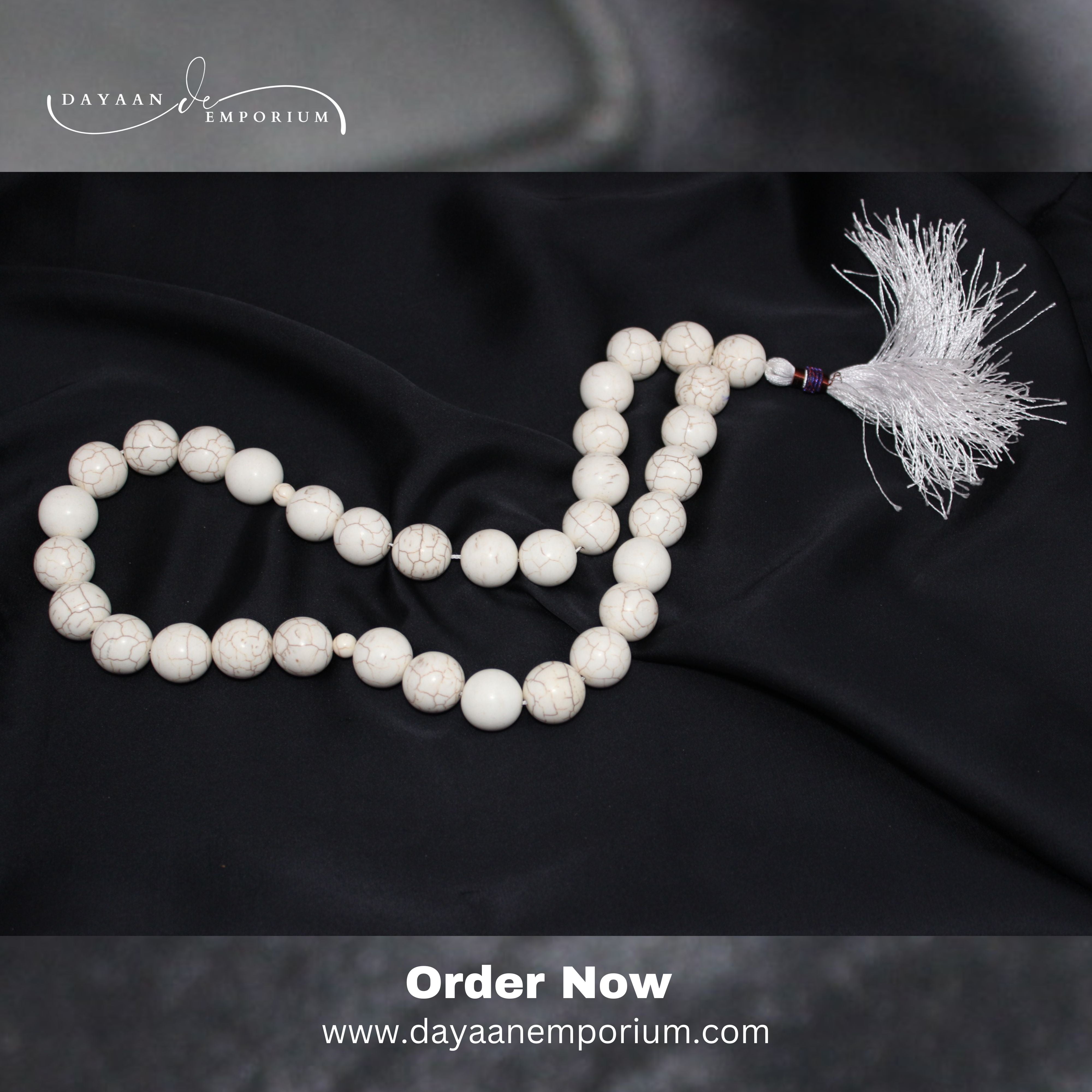 White Firoza Stone Tasbih 33 Beads 16 mm
