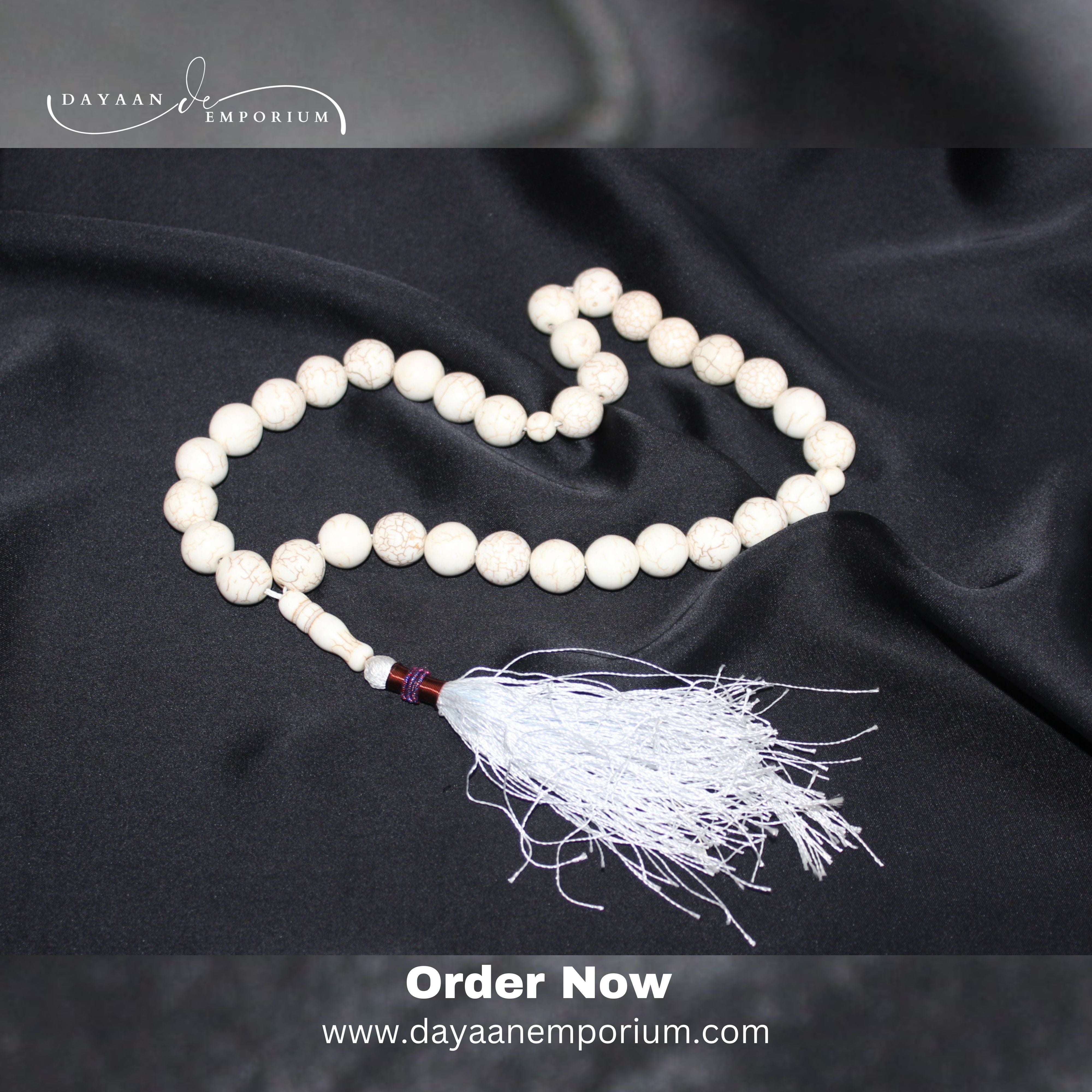 White Firoza Stone Tasbih 33 Beads 16 mm