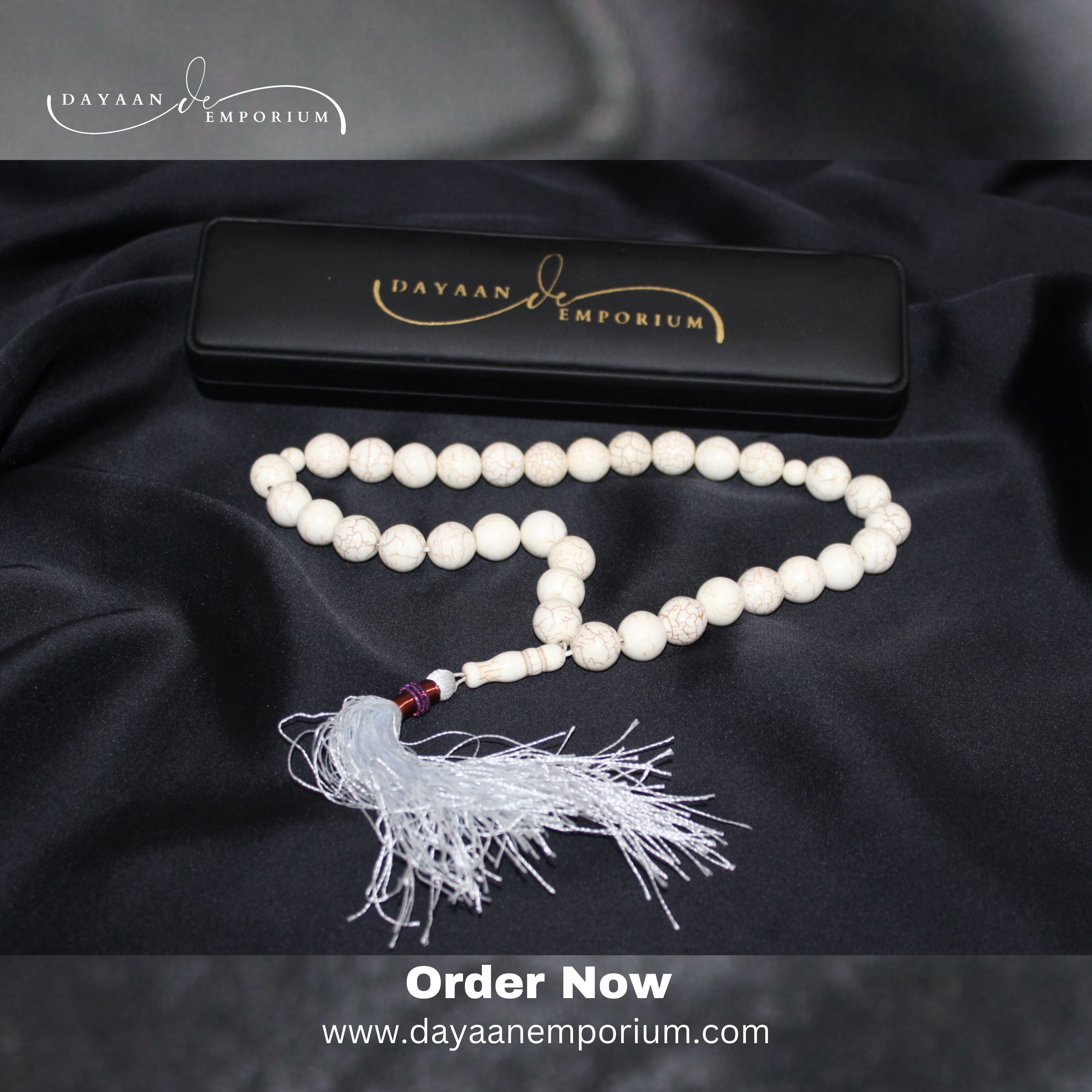 White Firoza Stone Tasbih 33 Beads 16 mm