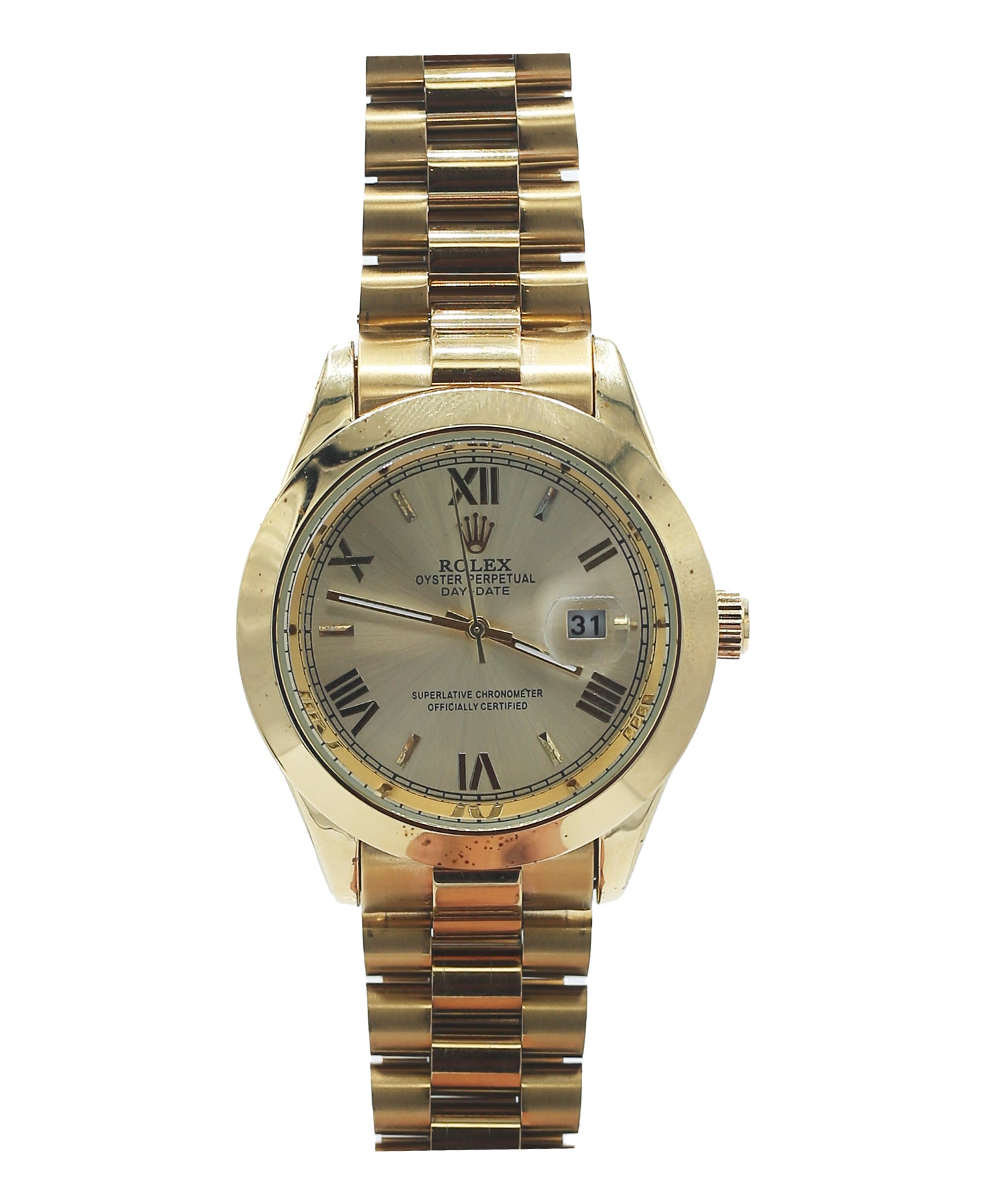 Rolex Oyster Perpetual Date Just Stainless Steel Golden Roman Dail Watch