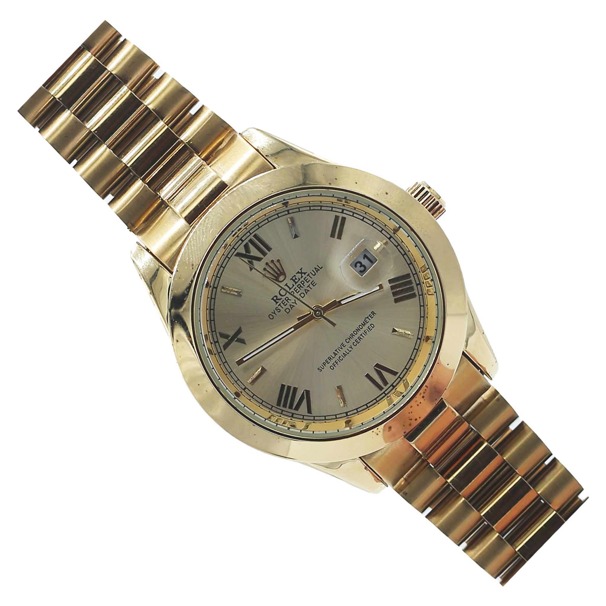 Rolex Oyster Perpetual Date Just Stainless Steel Golden Roman Dail Watch