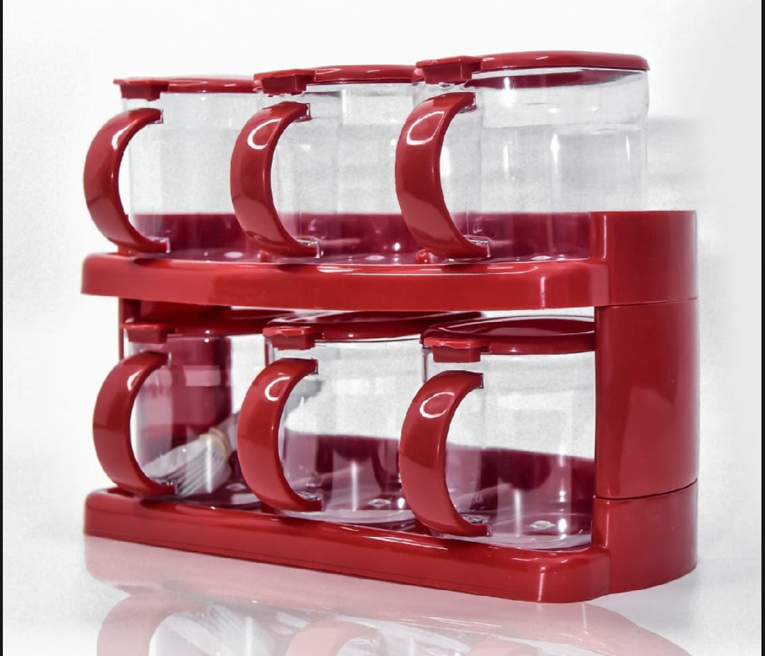 Oscar Spice Jar Rack 6 jars with handle