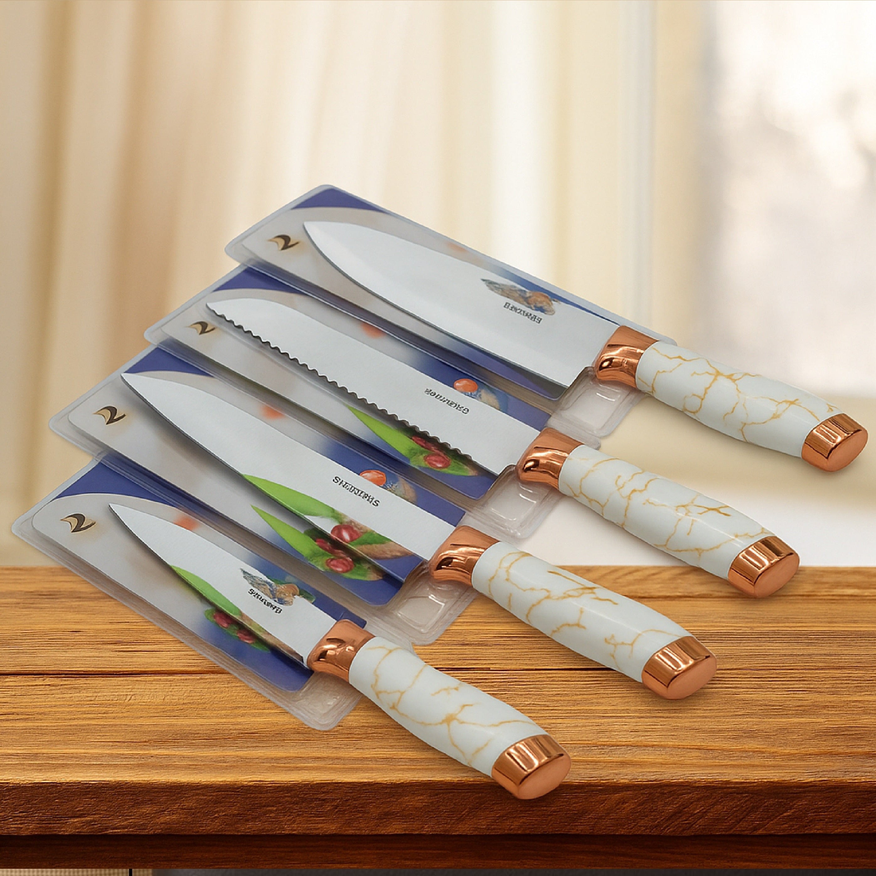 Non Stick Coating Chef's Knife Set 4 Pcs Stainless Steel KS-14