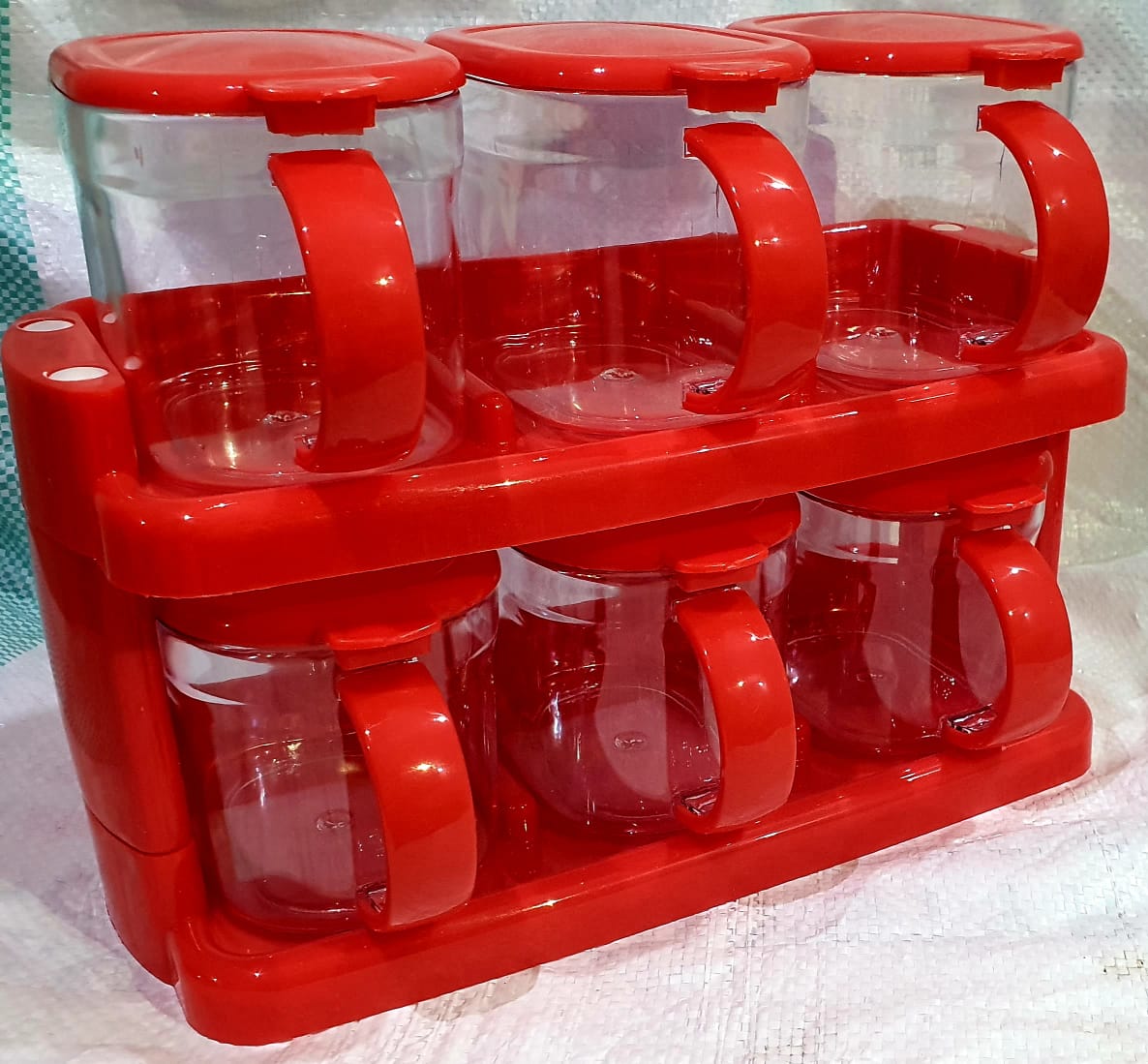 Oscar Spice Jar Rack 6 jars with handle