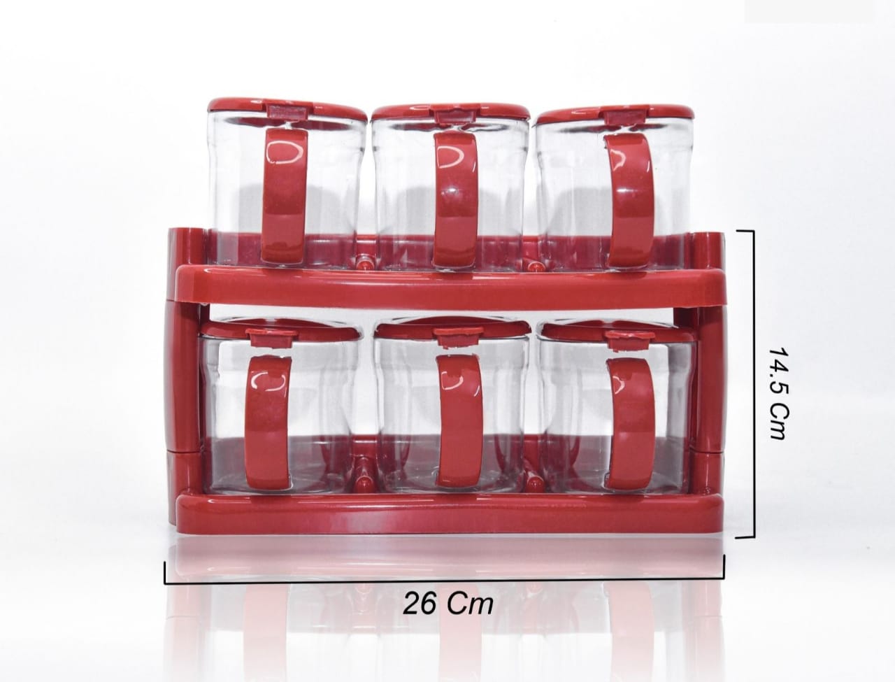 Oscar Spice Jar Rack 6 jars with handle