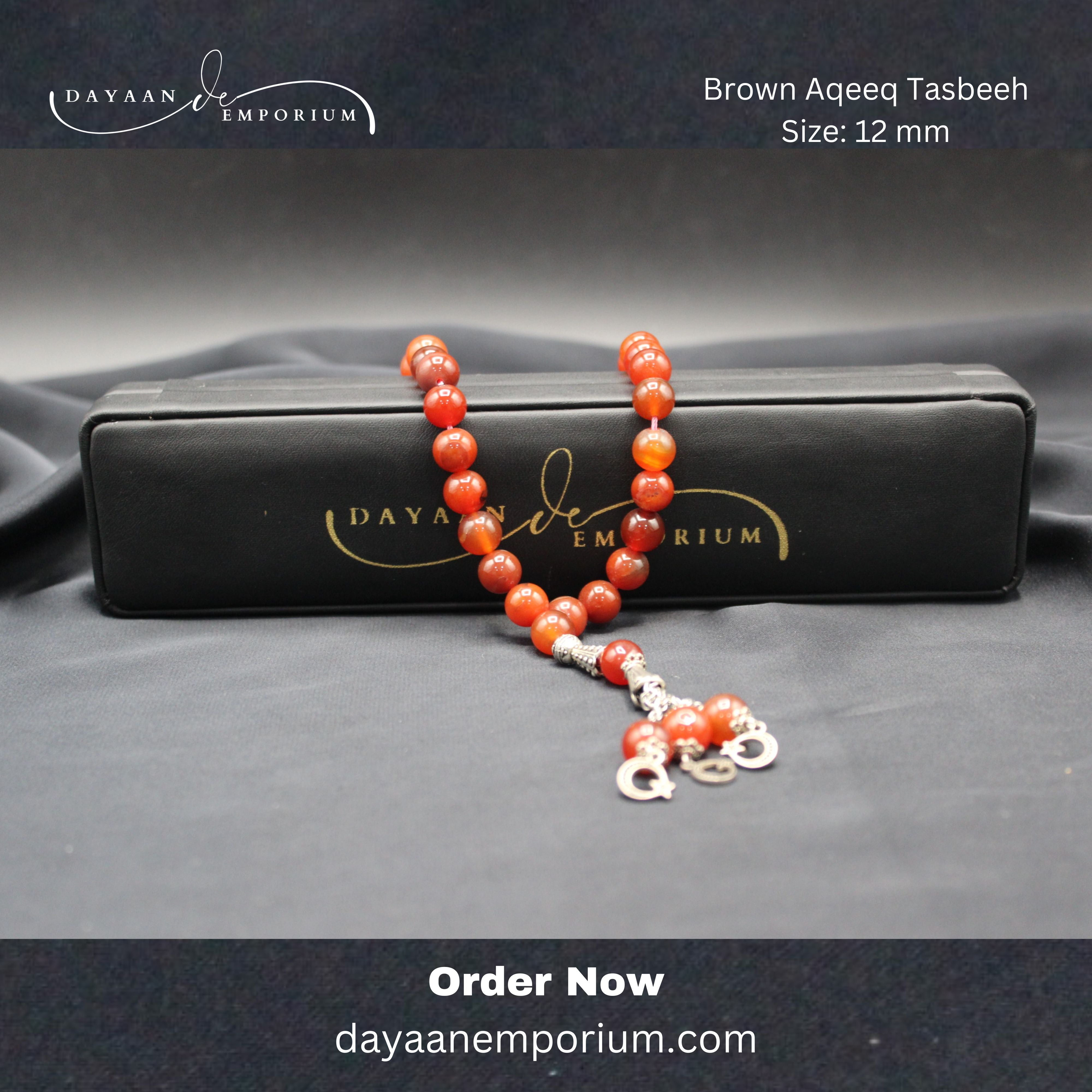 Brown Aqeeq Stone Tasbih 33 Beads