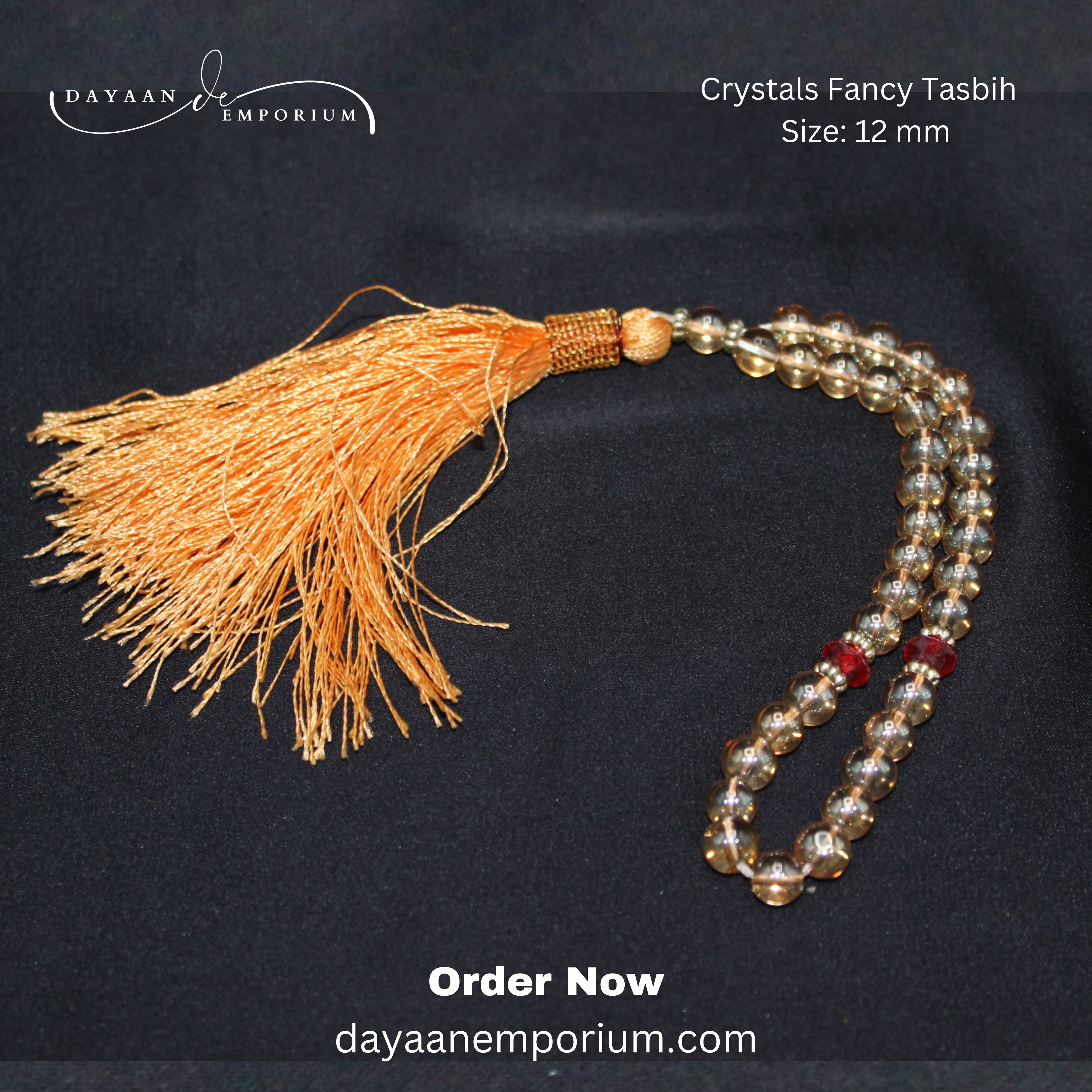 Crystals Fancy Pearl Tasbih 33 Beads Golden Colour 12 pc