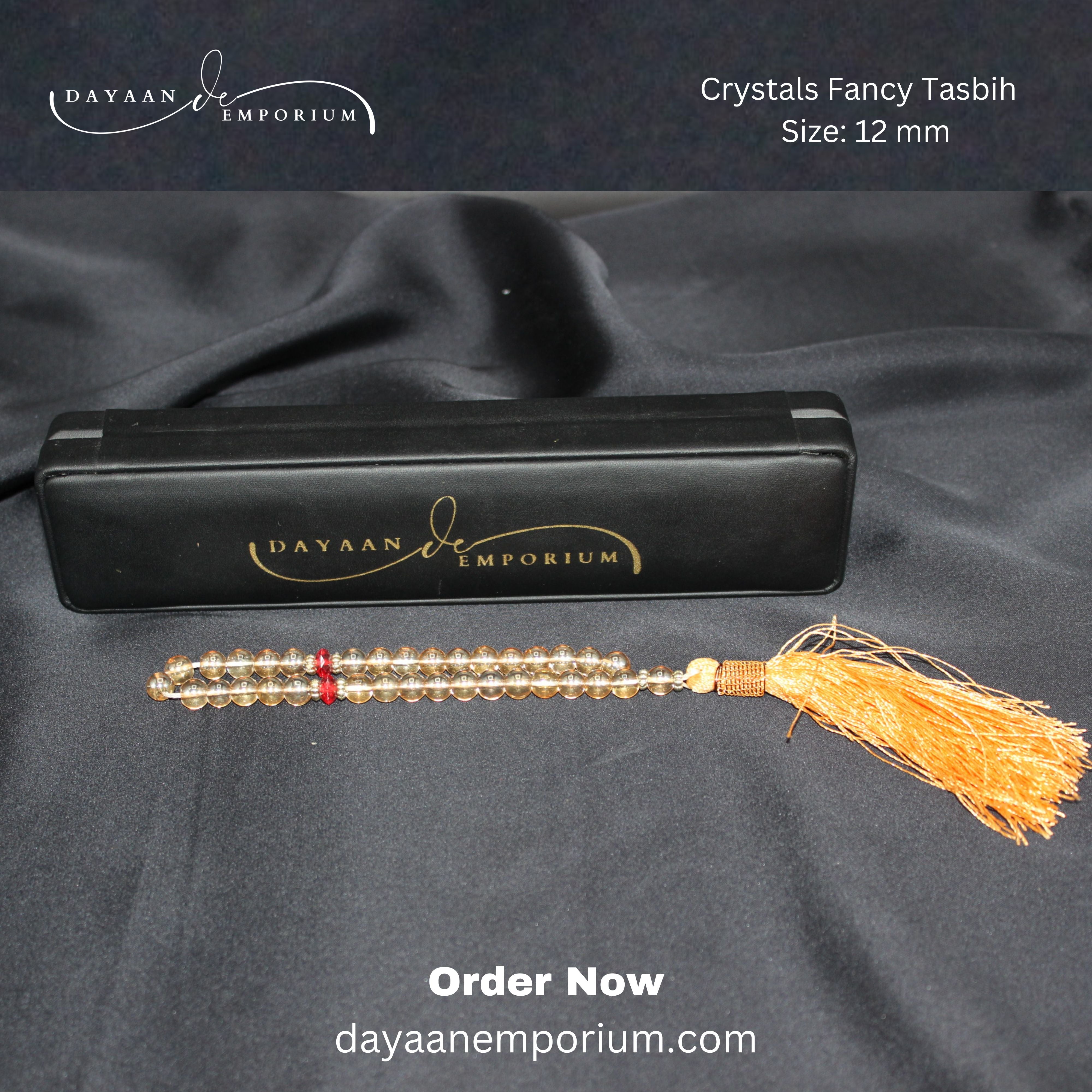 Crystals Fancy Pearl Tasbih 33 Beads Golden Colour 12 pc