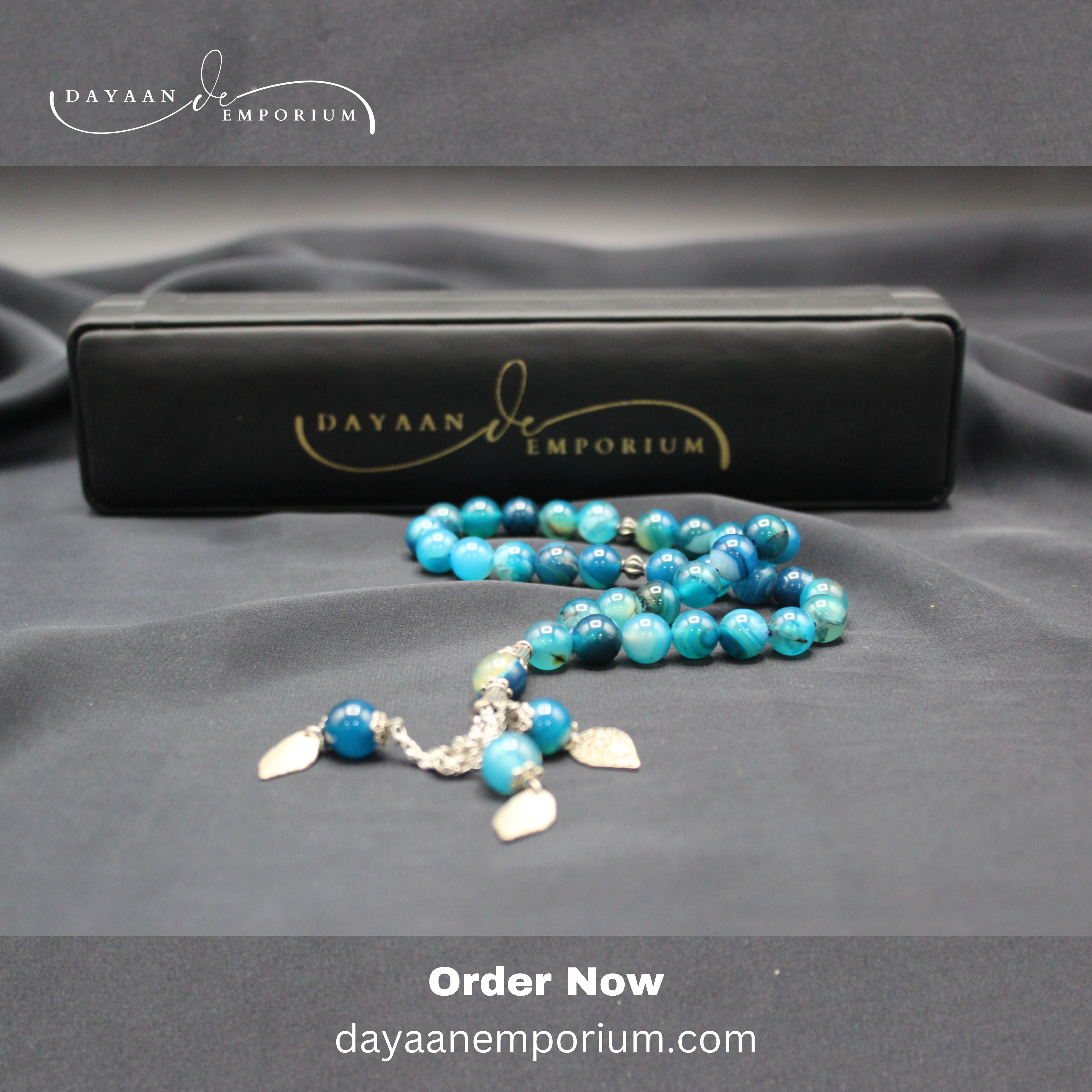 Blue Aqeeq Stone Tasbih 33 Beads