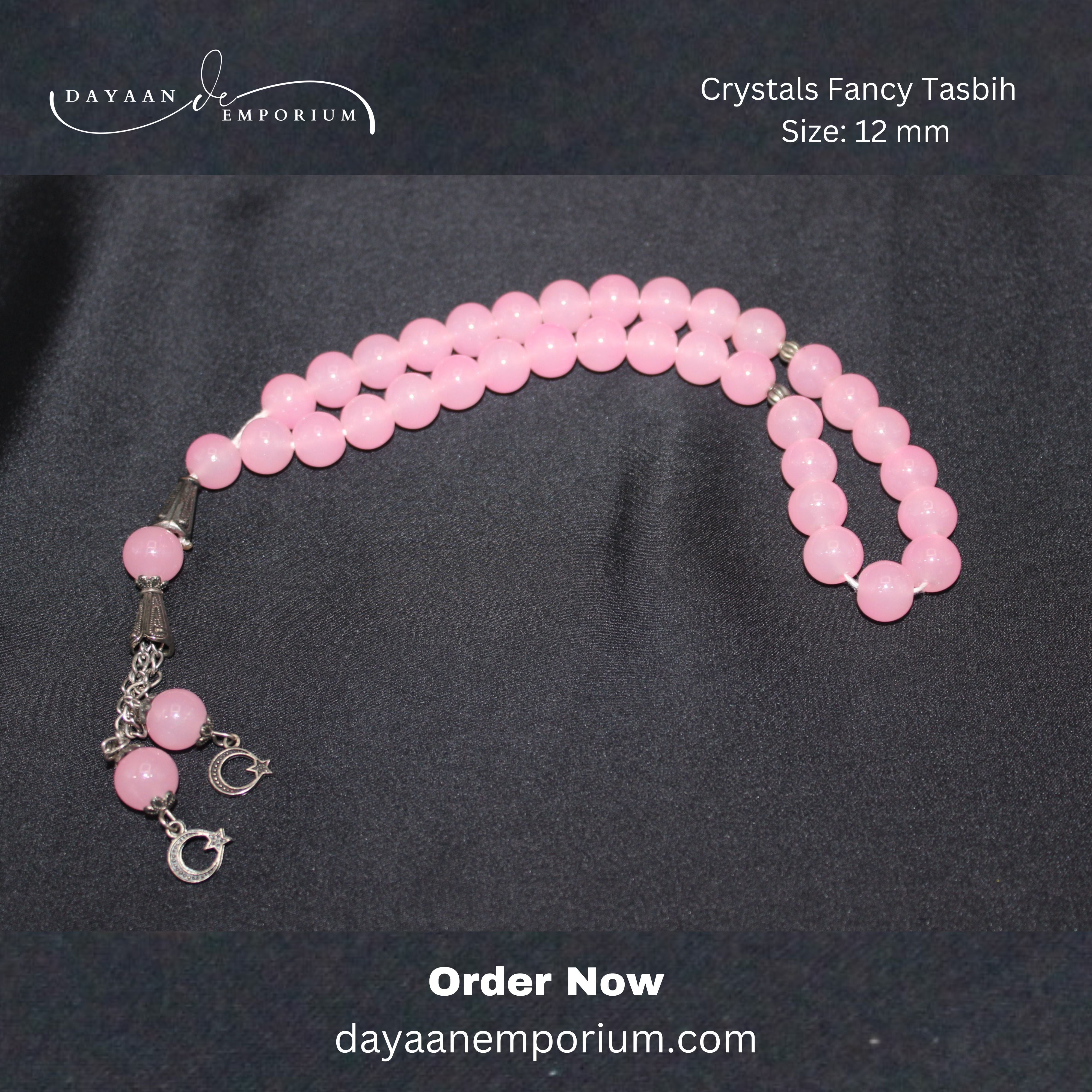 Natural Rose Quatz Crystal Tasbeeh 33 Beads