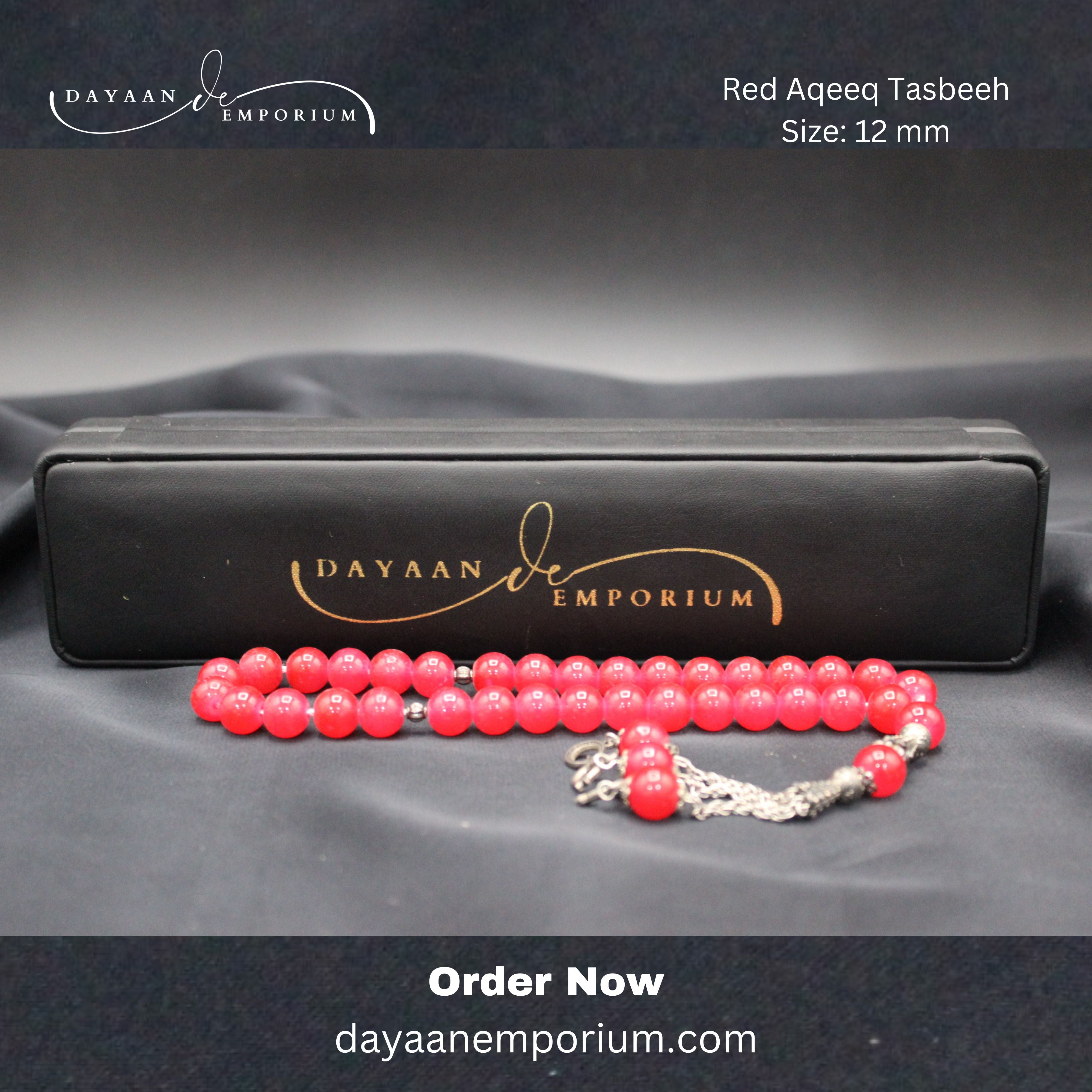 Red Aqeeq Crystal Tasbeeh 33 Beads