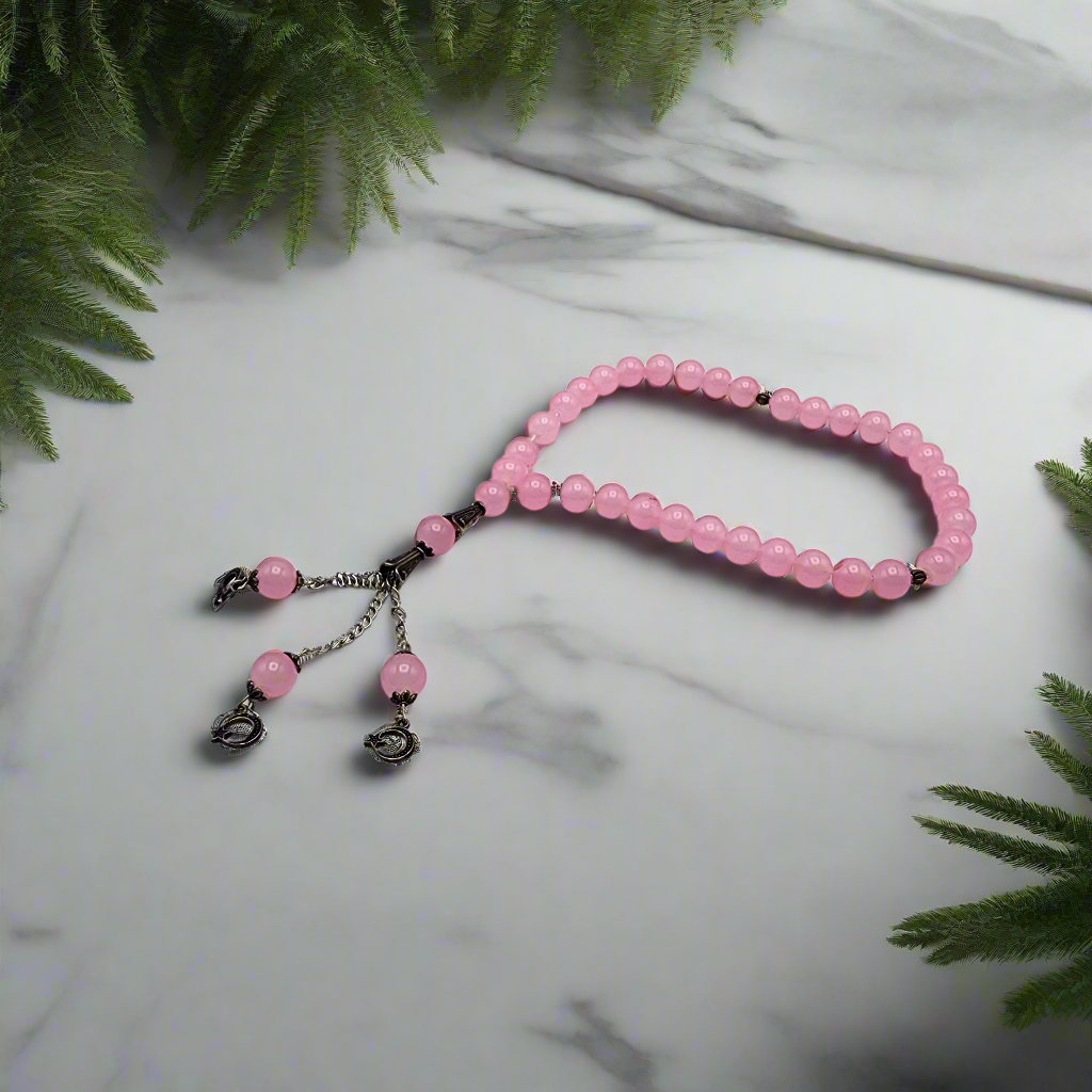 Natural Rose Quatz Crystal Tasbeeh 33 Beads