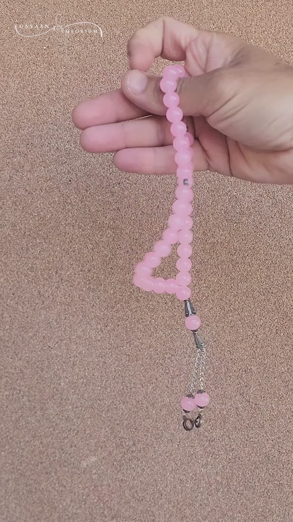 Natural Rose Quatz Crystal Tasbeeh 33 Beads