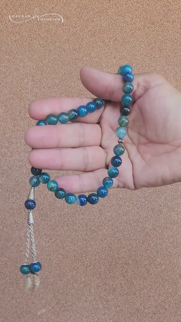Blue Aqeeq Stone Tasbih 33 Beads